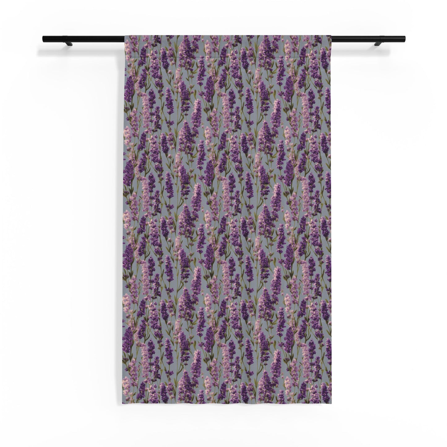 Lavender Floral Sheer Window Curtain | Purple Botanical Pattern