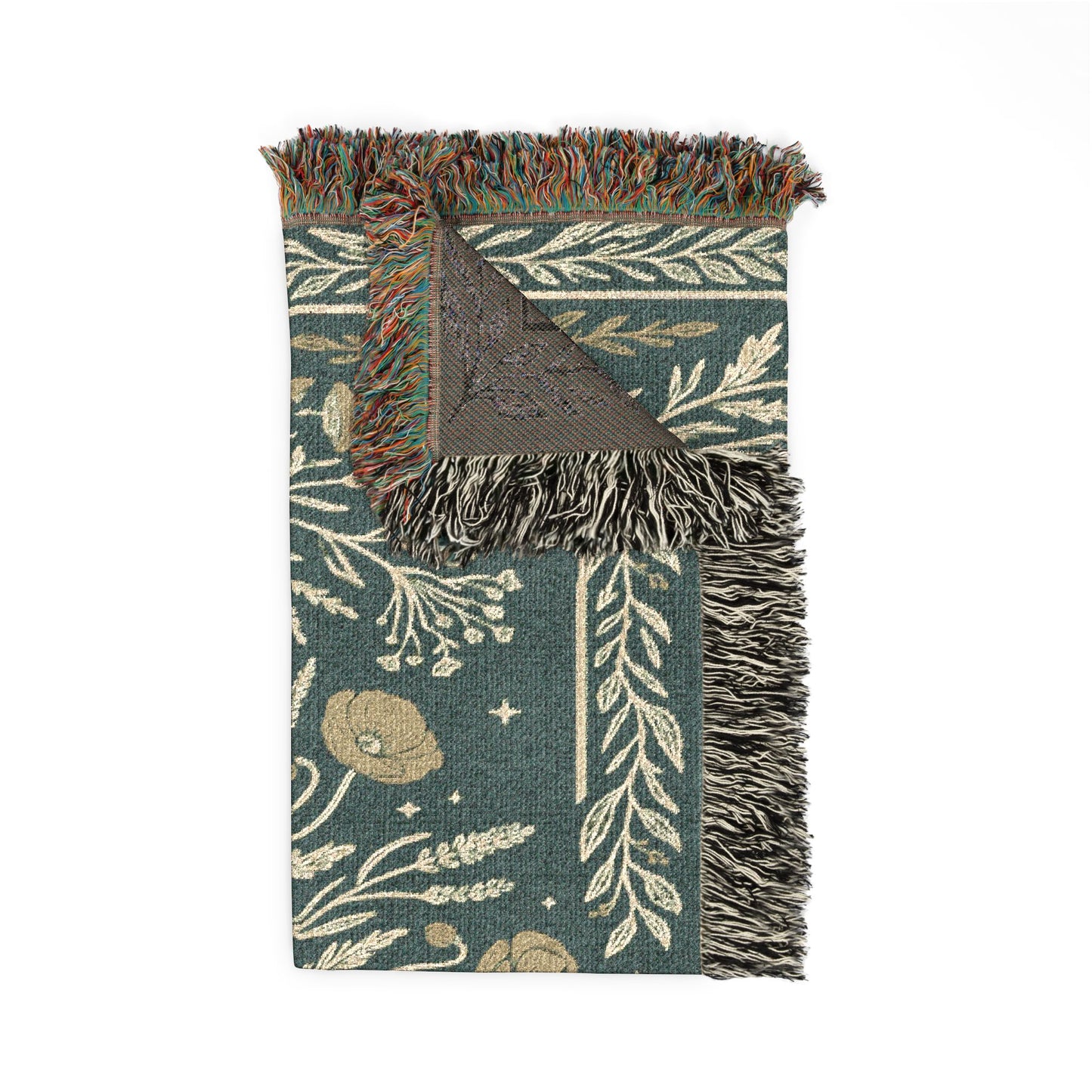 Crescent Moon Floral Woven Blanket | Boho Tapestry Throw