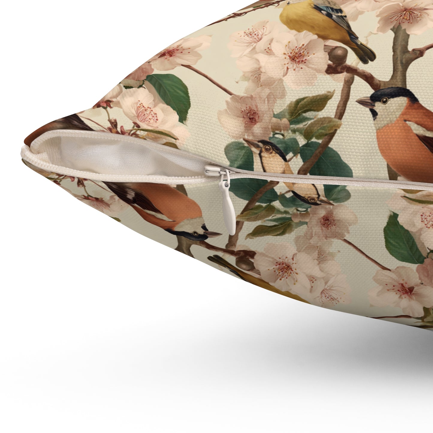 Vintage Bird Floral Pillow | Throw Pillow, Botanical Songbirds Pattern