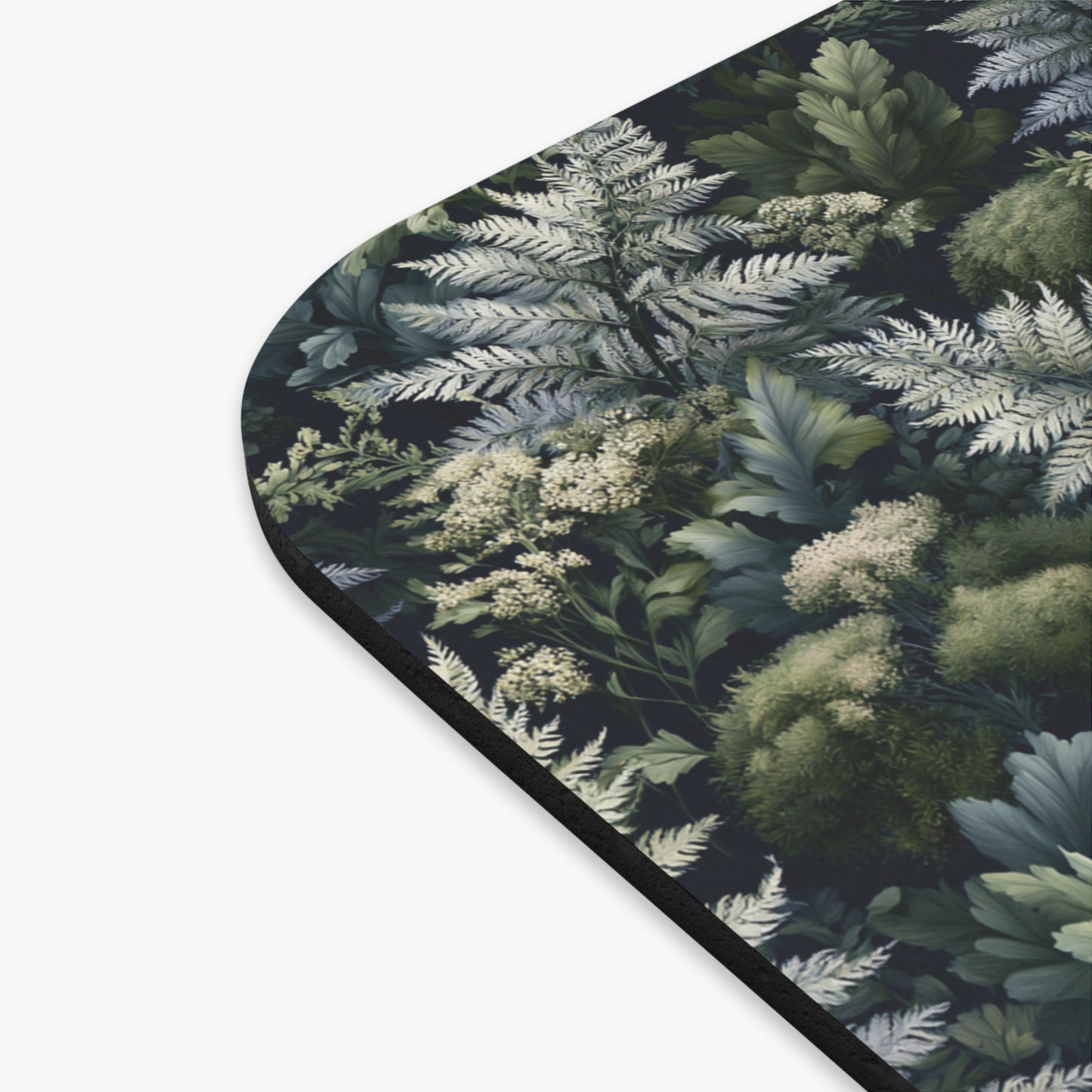 Vintage Fern Pattern Mouse Pad | Botanical Desk Mat, Green Foliage