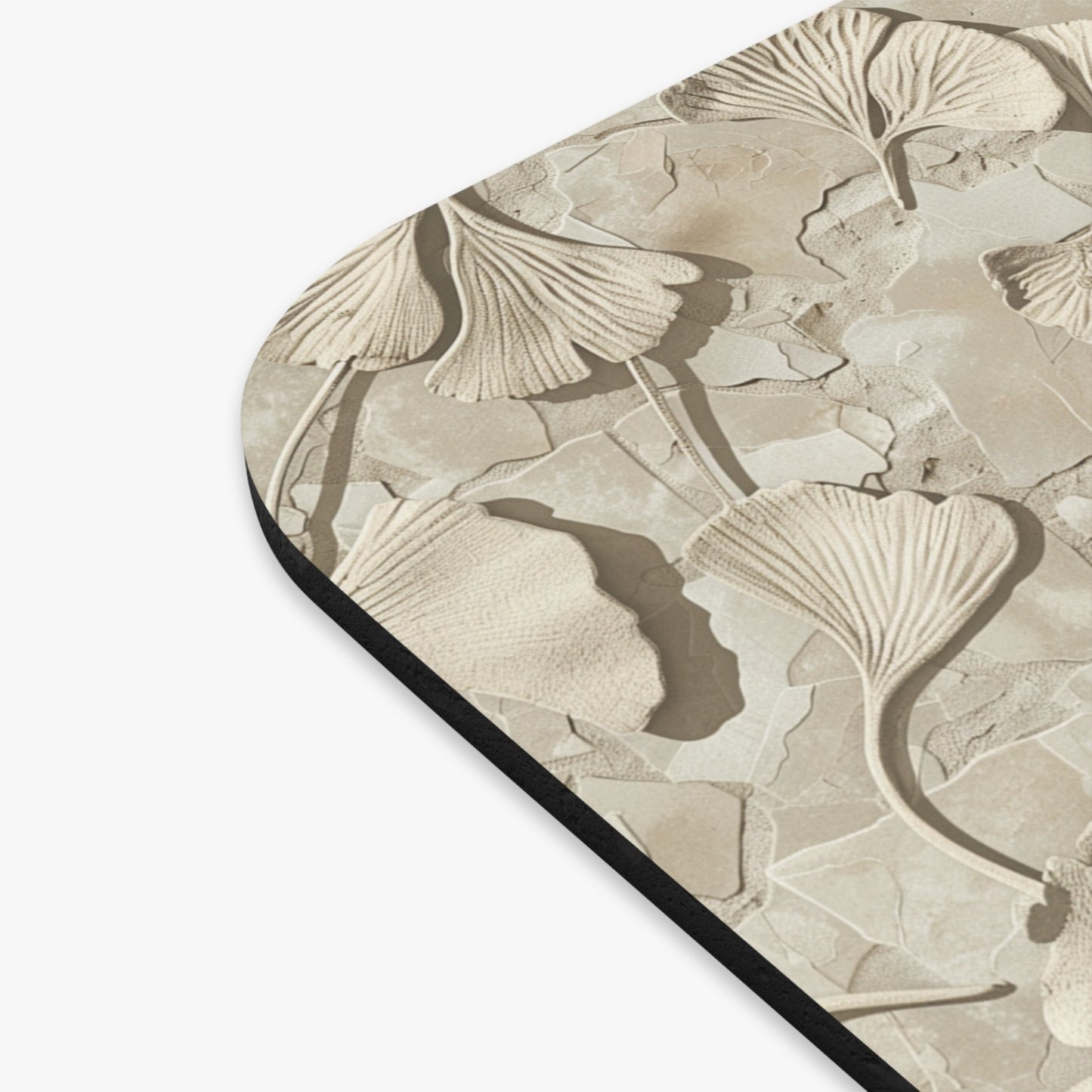 Neutral Ginkgo Leaf Pattern Mouse Pad | Beige Botanical Desk Mat