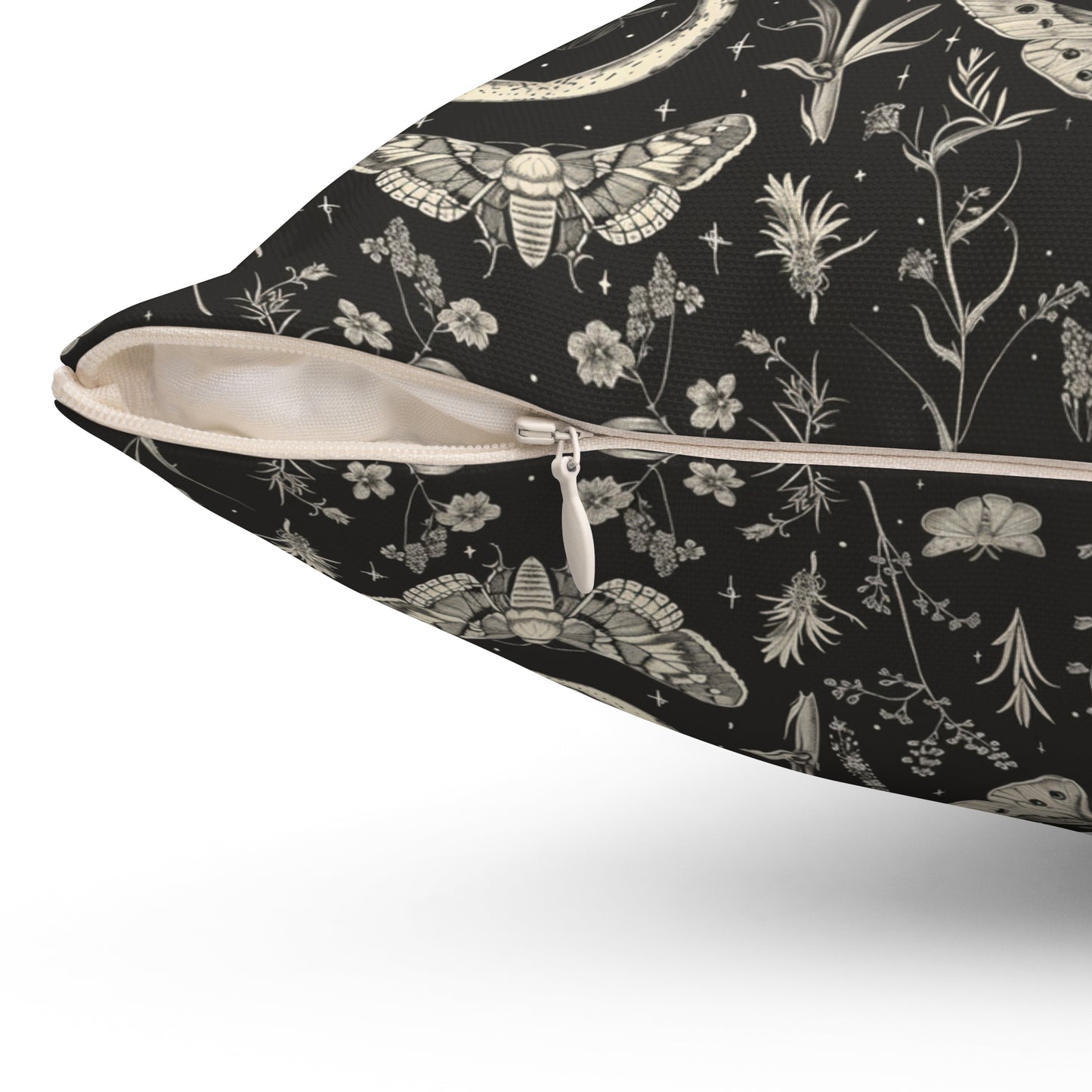 Vintage Moth and Moon Pillow | Botanical Moth Pattern