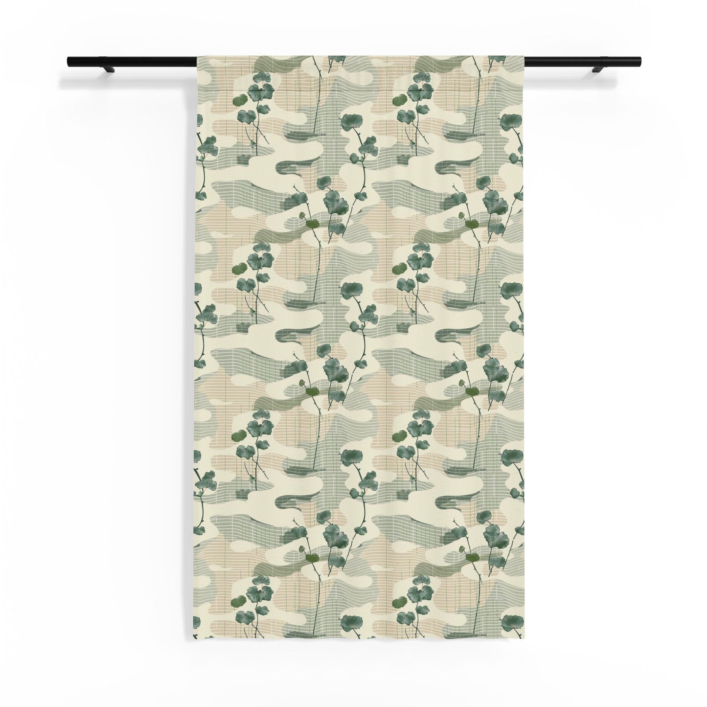 Japandi Watercolor Pattern Sheer Window Curtain | Botanical Drapery