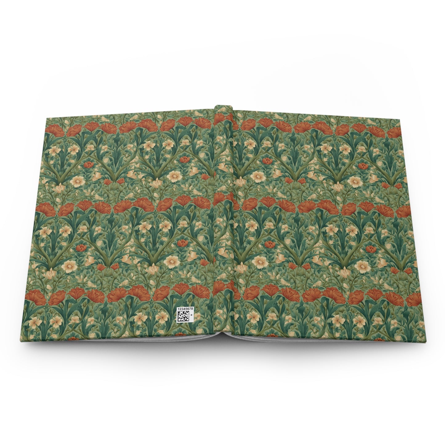 William Morris Style Floral Pattern Hardcover Journal | Botanical Vintage Notebook