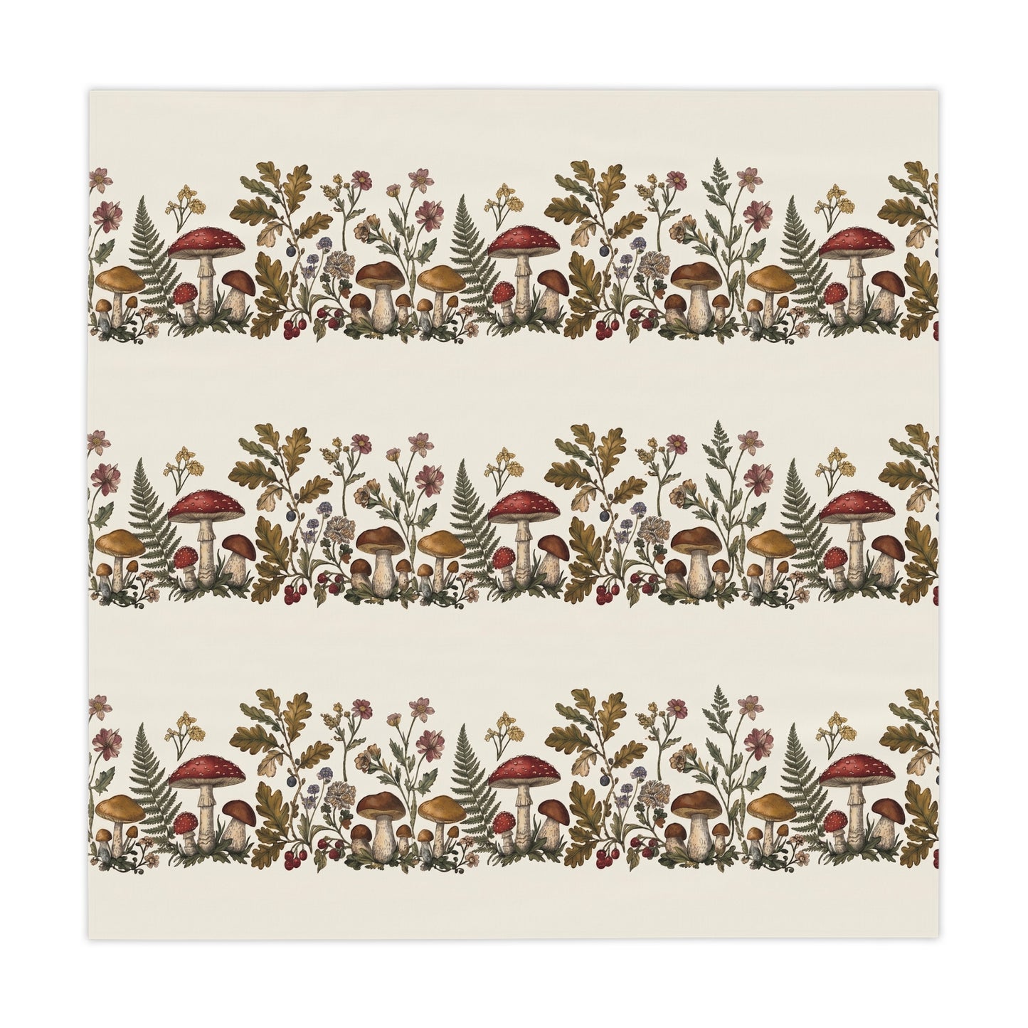 Woodland Mushroom Stripe Tablecloth | Autumn Forest Foliage