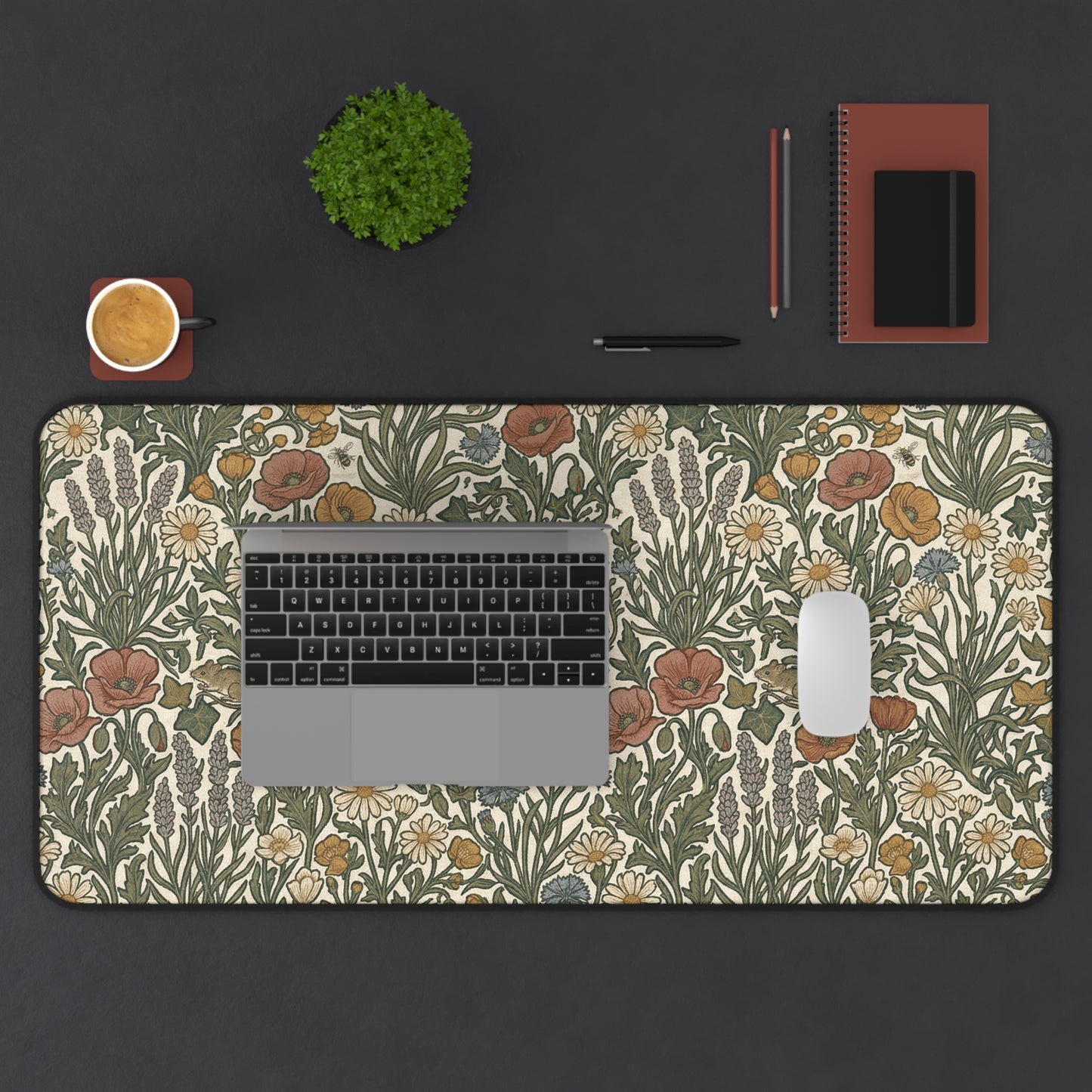 Vintage Wildflower Pattern Desk Mat | Floral Botanical Mousepad