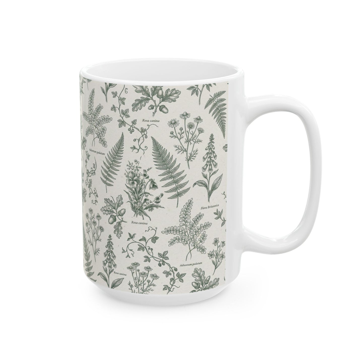 Vintage Botanical Ferns Mug | Green Floral Ceramic Mug