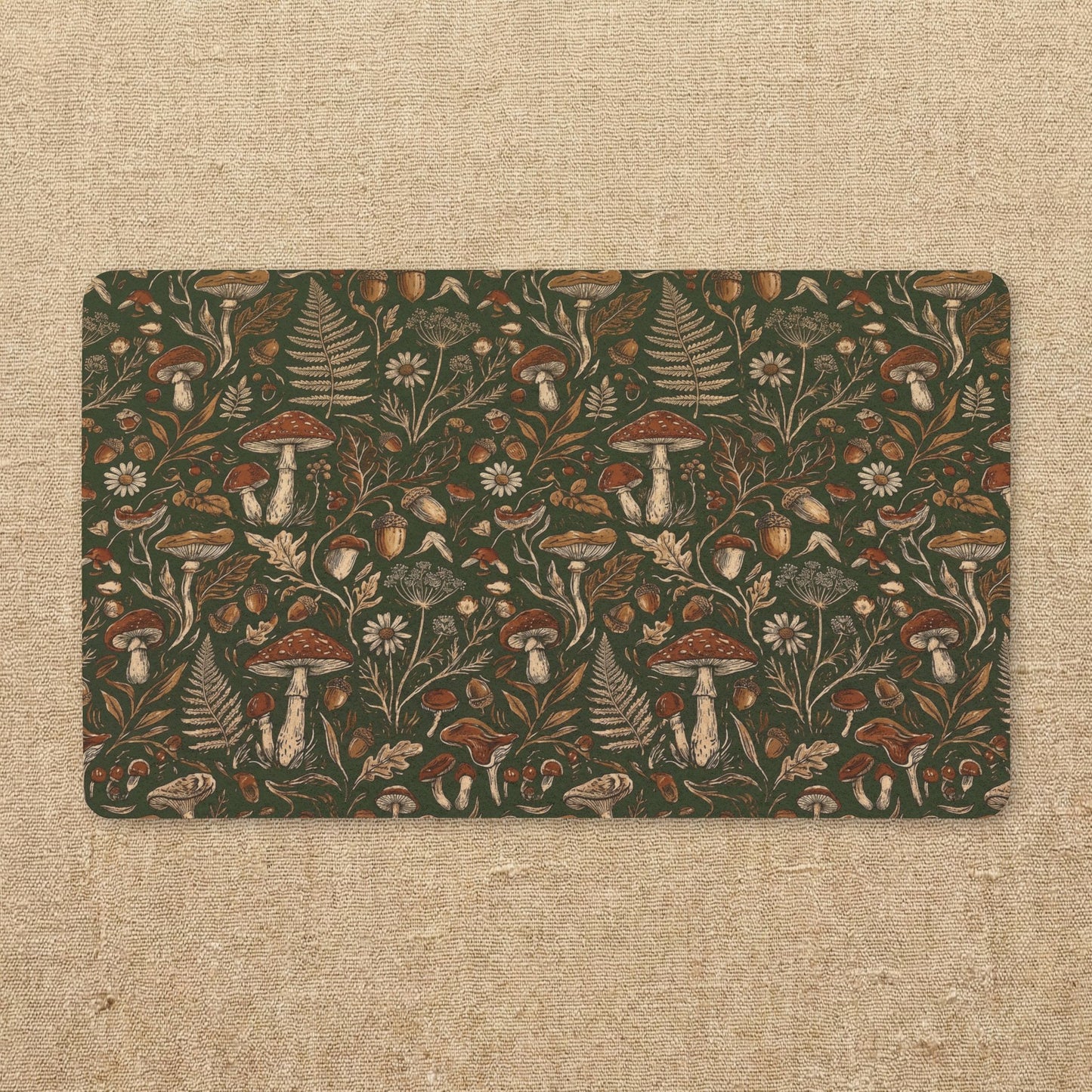 Vintage Mushroom Pattern Doormat | Woodland Fungi Floral Entrance Mat