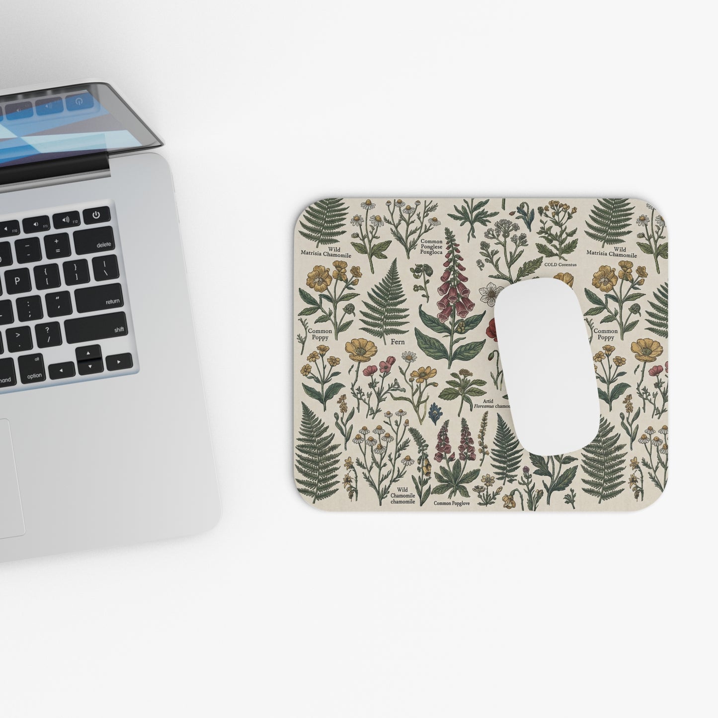 Botanical Wildflowers Mouse Pad | Vintage Floral Herbarium Illustration