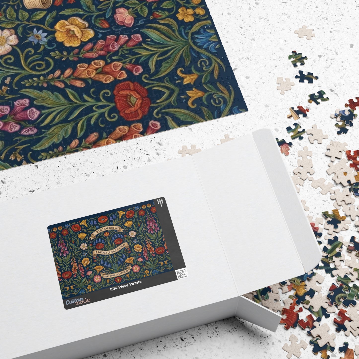 The Secret Garden Tale floral illustration Puzzle | wildflower folk art 110, 252, 520, or 1014 piece jigsaw