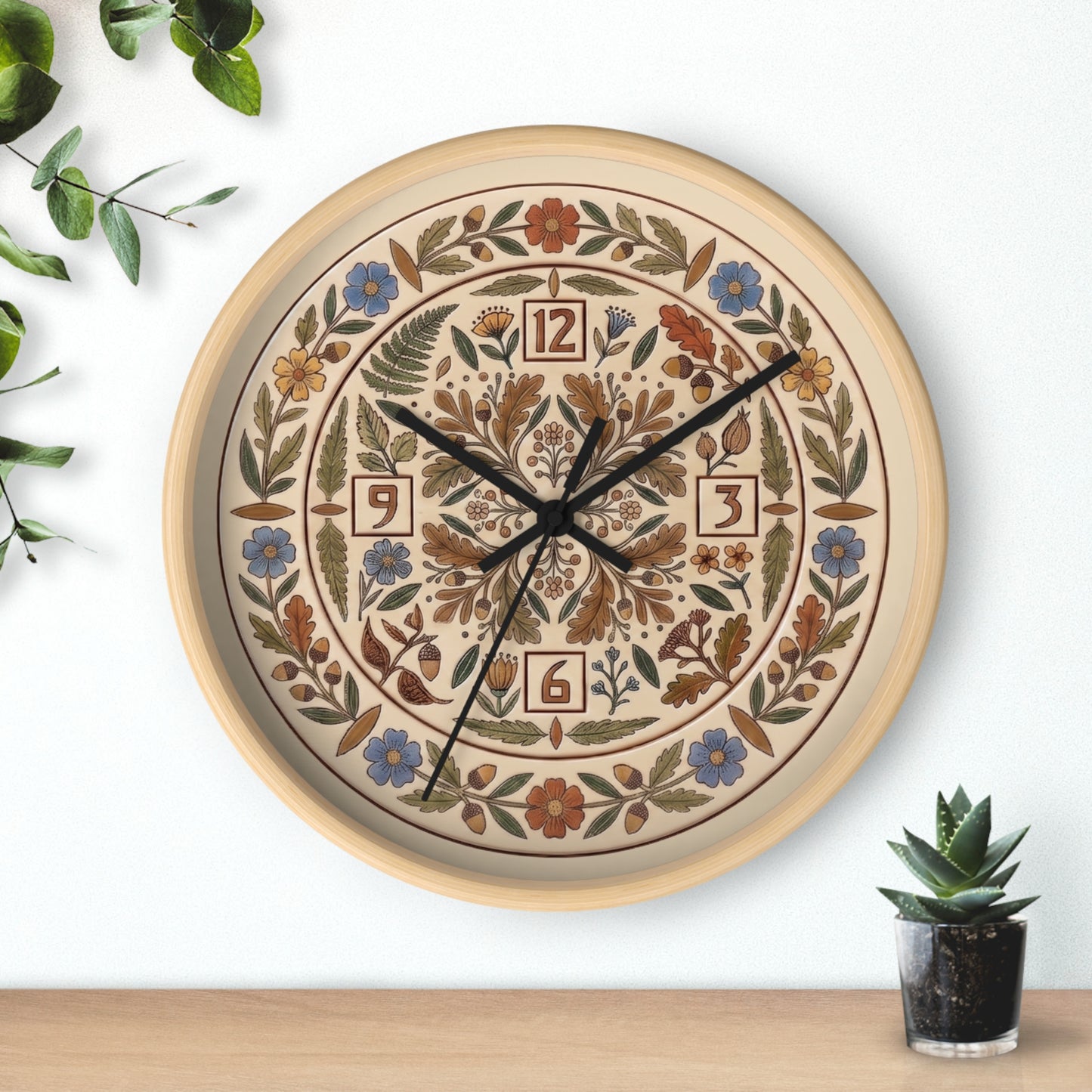 Boho Floral Mandala Wall Clock | Arts And Crafts Rustic Floral Pattern Clock