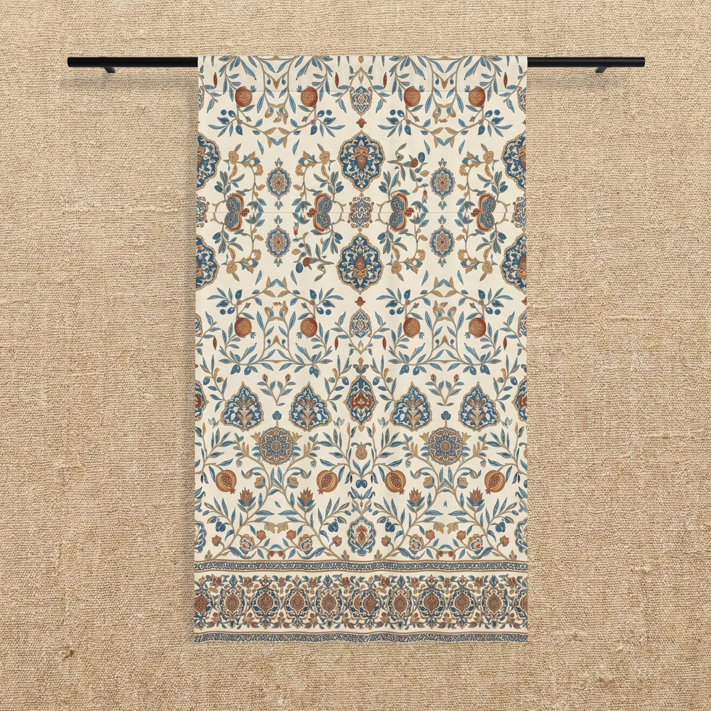 Vintage Floral Damask Sheer Window Curtain | Boho Botanical Panel