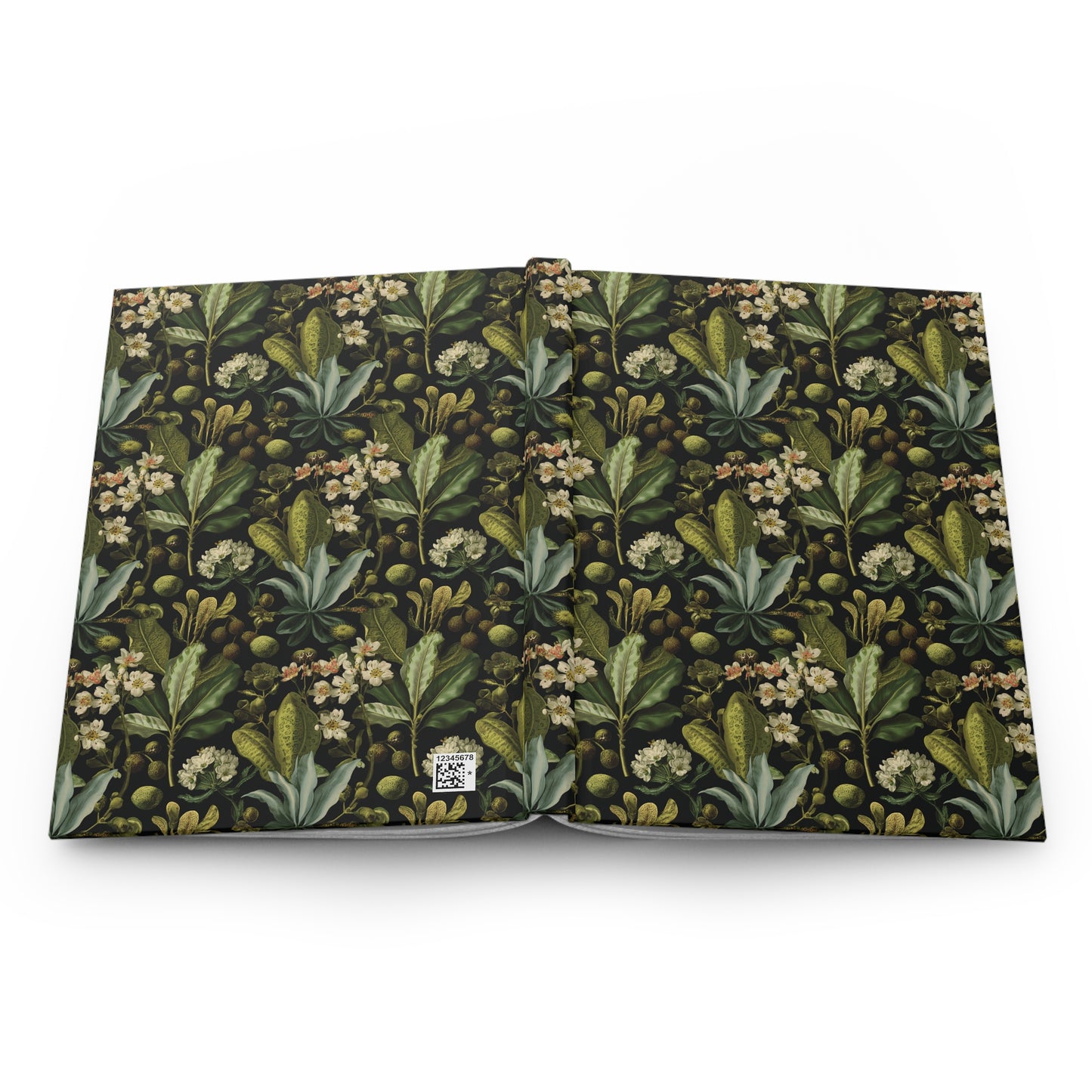 Vintage Botanical Floral Hardcover Journal | Green Leaf Pattern Notebook