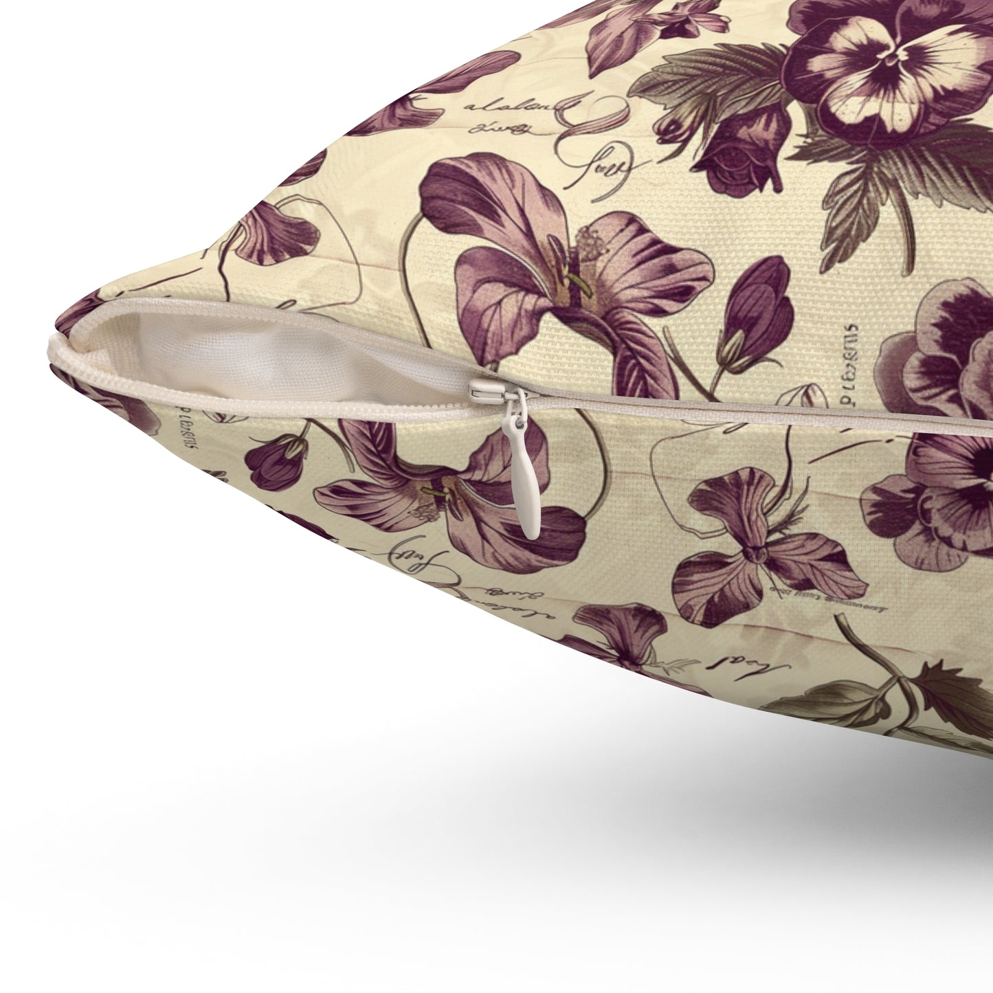 Vintage Pansy Floral Pillow | Purple Botanical Pattern