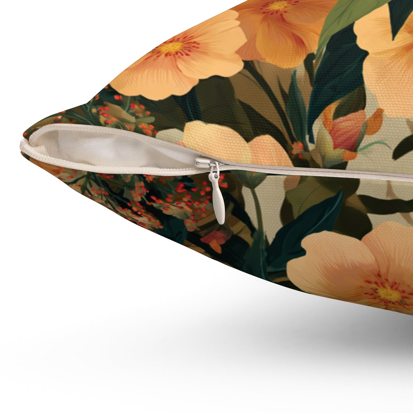Peach Floral Pattern Pillow | Botanical Throw Pillow, Vintage Garden Design