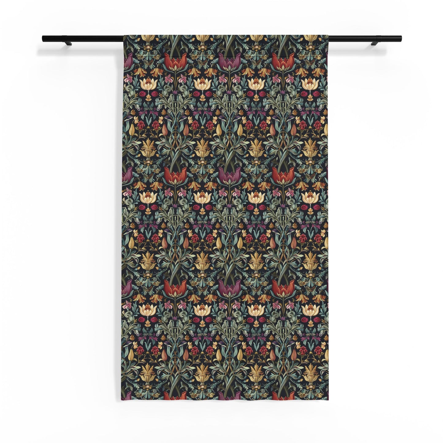 William Morris Style Floral Pattern Sheer Window Curtain | Vintage Botanical Print