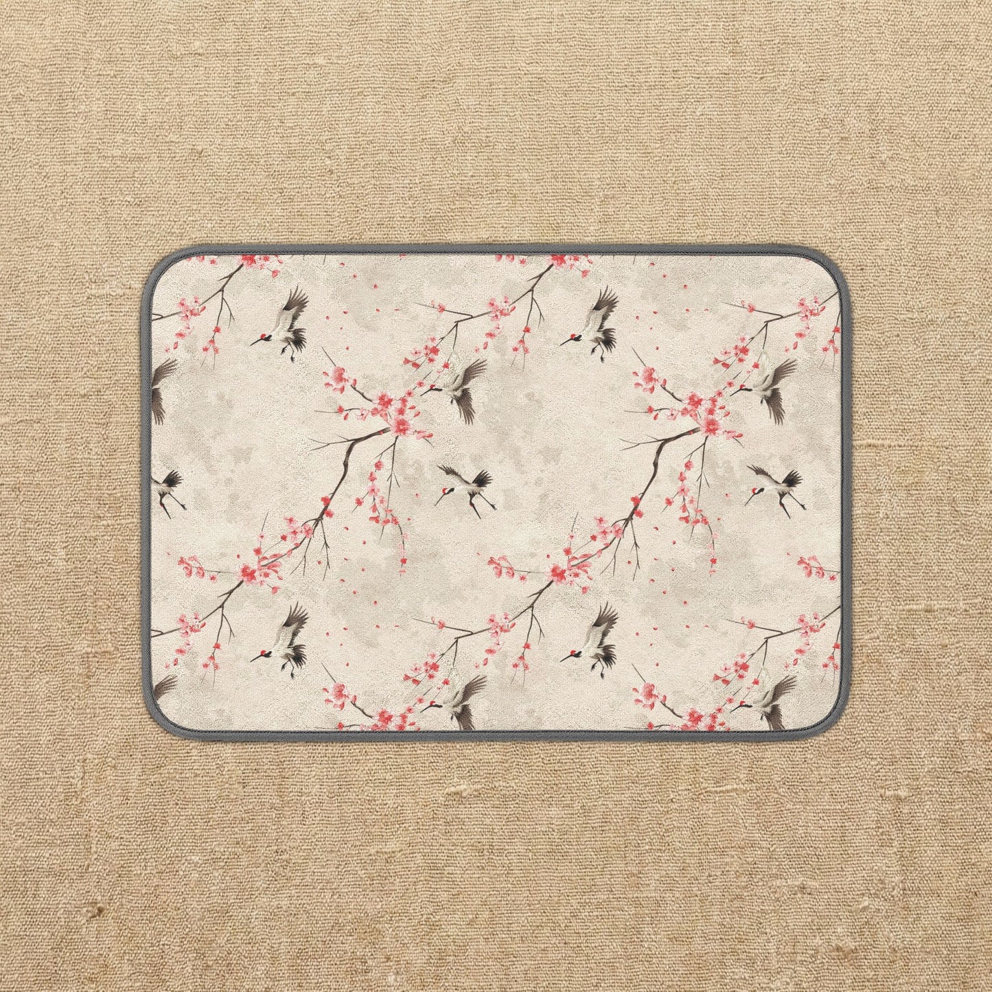 Cherry Blossom Bird Dish Mat | Microfiber Kitchen Mat