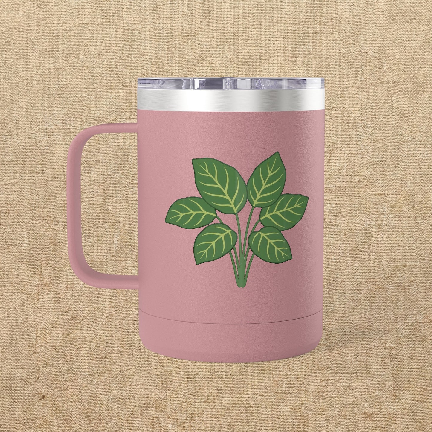 Green Leaves Plant Illustration Tumbler | 15oz Stainless Mug