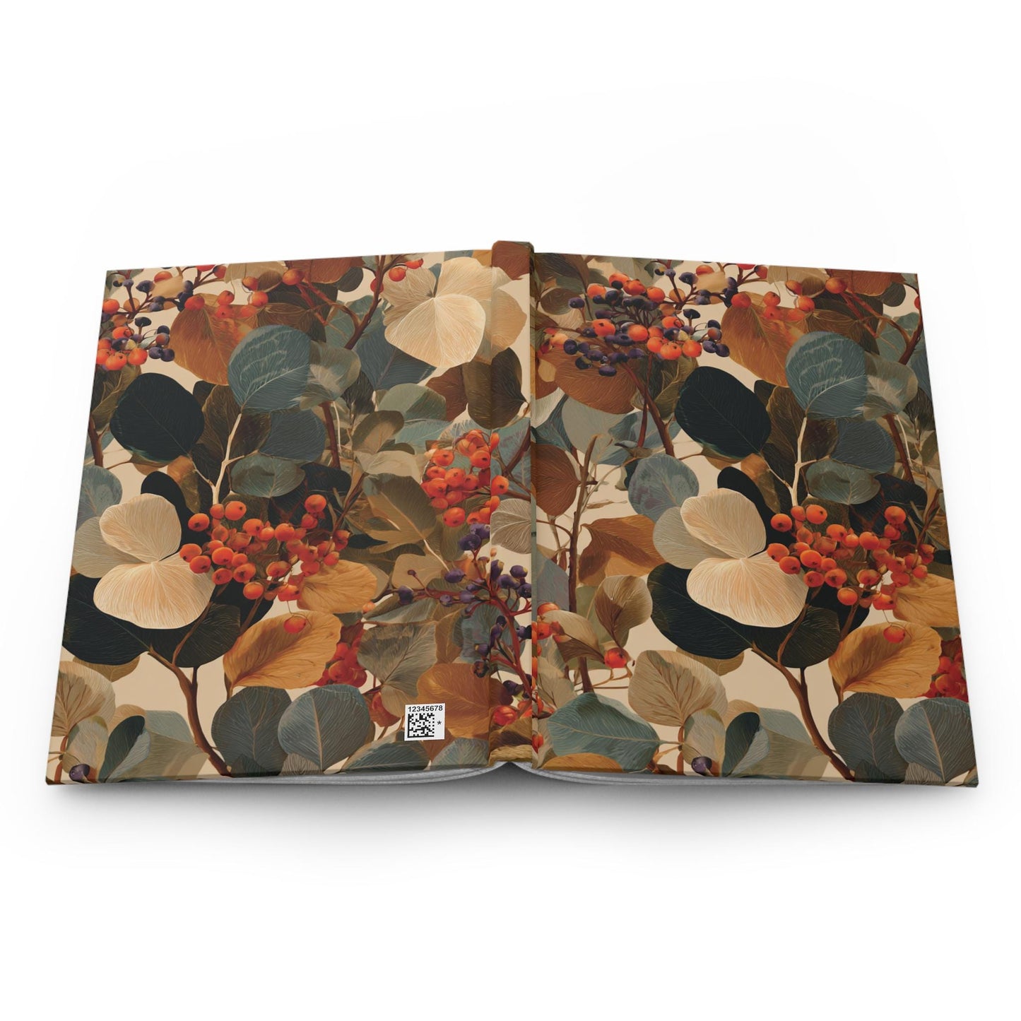 Autumn Botanical Berries Hardcover Journal | Floral Leaves Notebook
