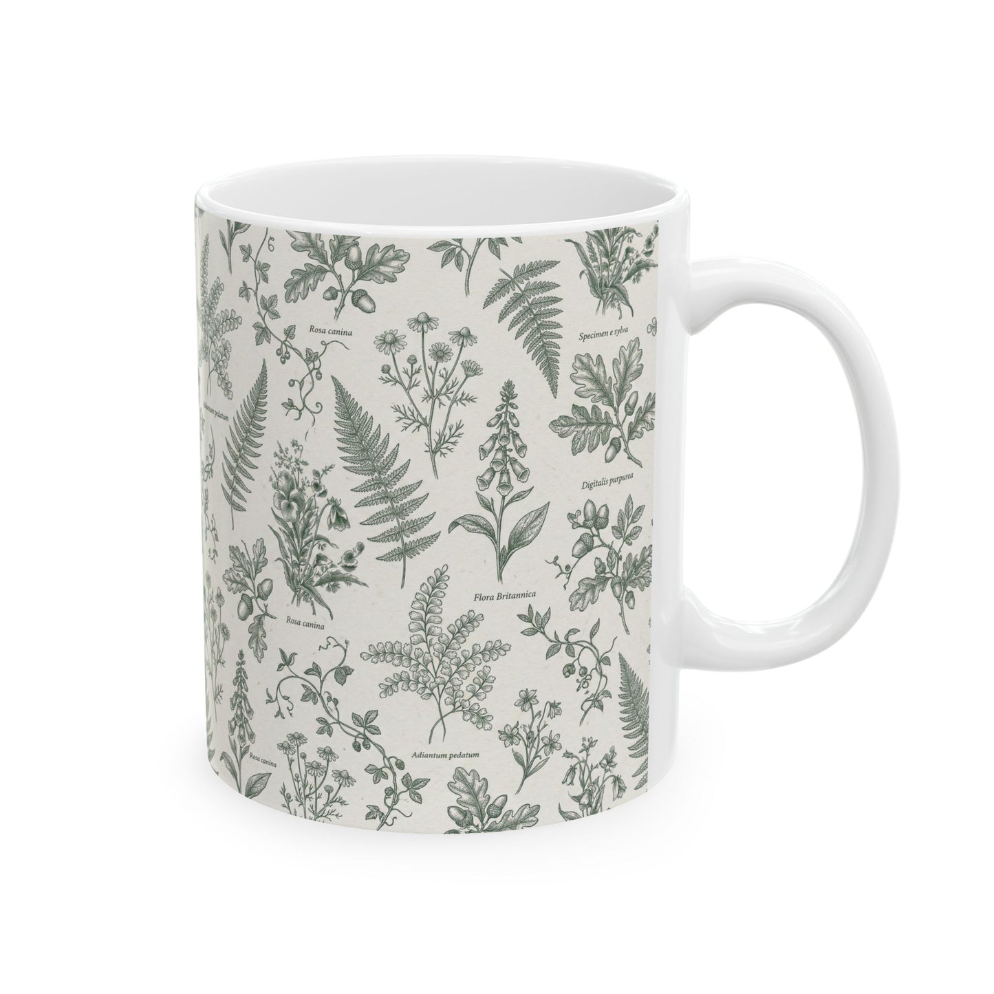 Vintage Botanical Ferns Mug | Green Floral Ceramic Mug