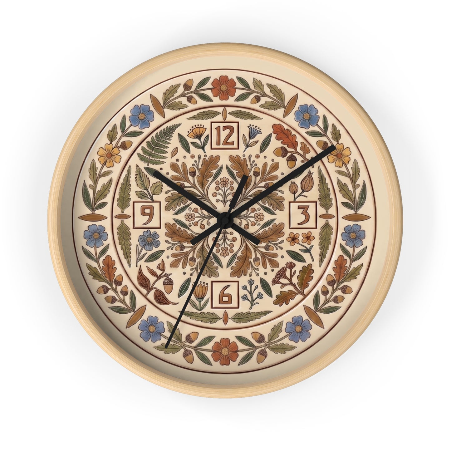 Boho Floral Mandala Wall Clock | Arts And Crafts Rustic Floral Pattern Clock