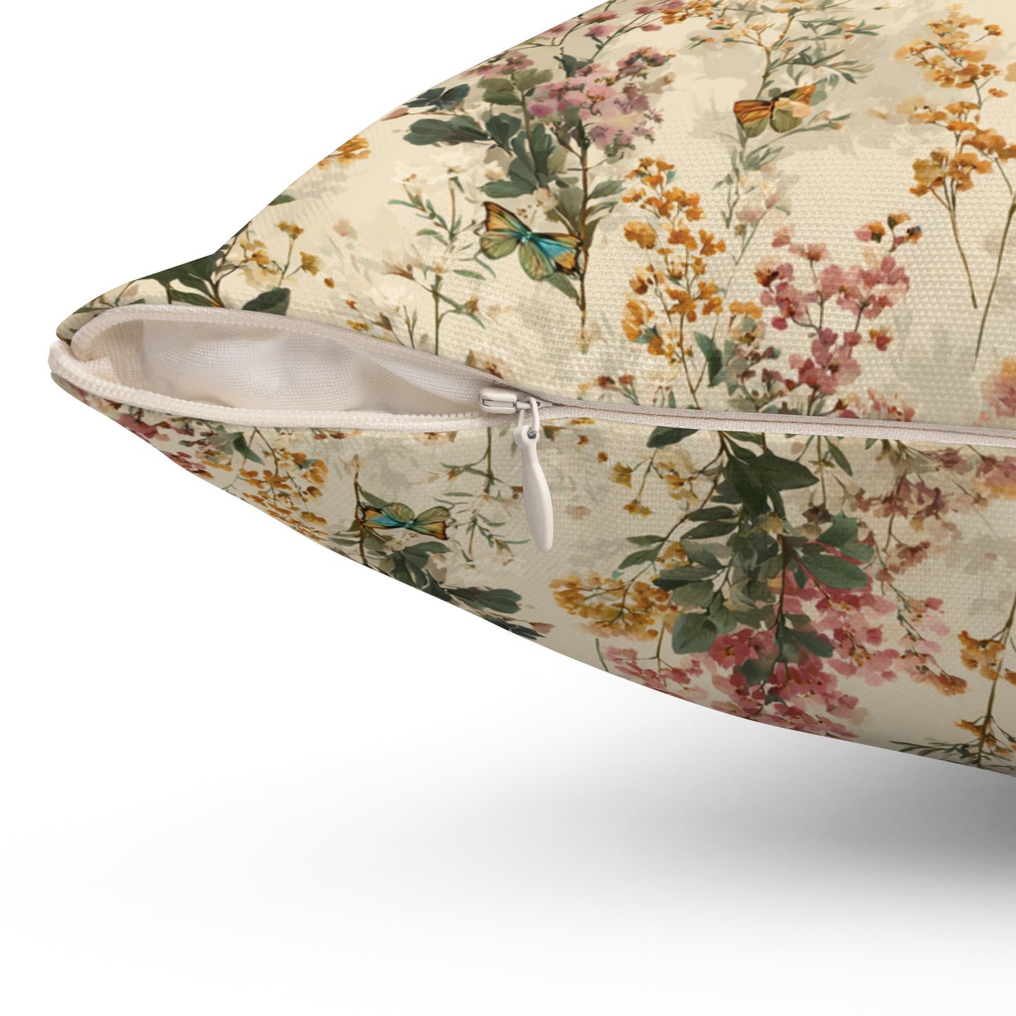 Vintage Wildflower Print Pillow | Botanical Floral Pattern Square Pillow