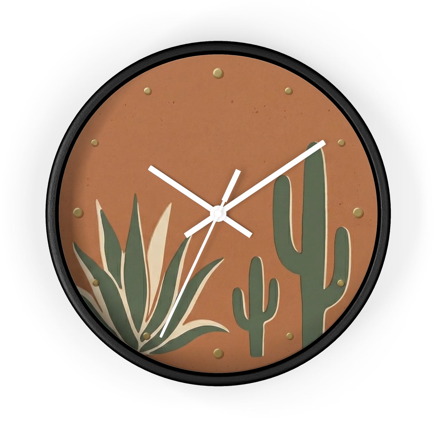 Desert Cactus Illustration Wall Clock | Terracotta Succulent Decor