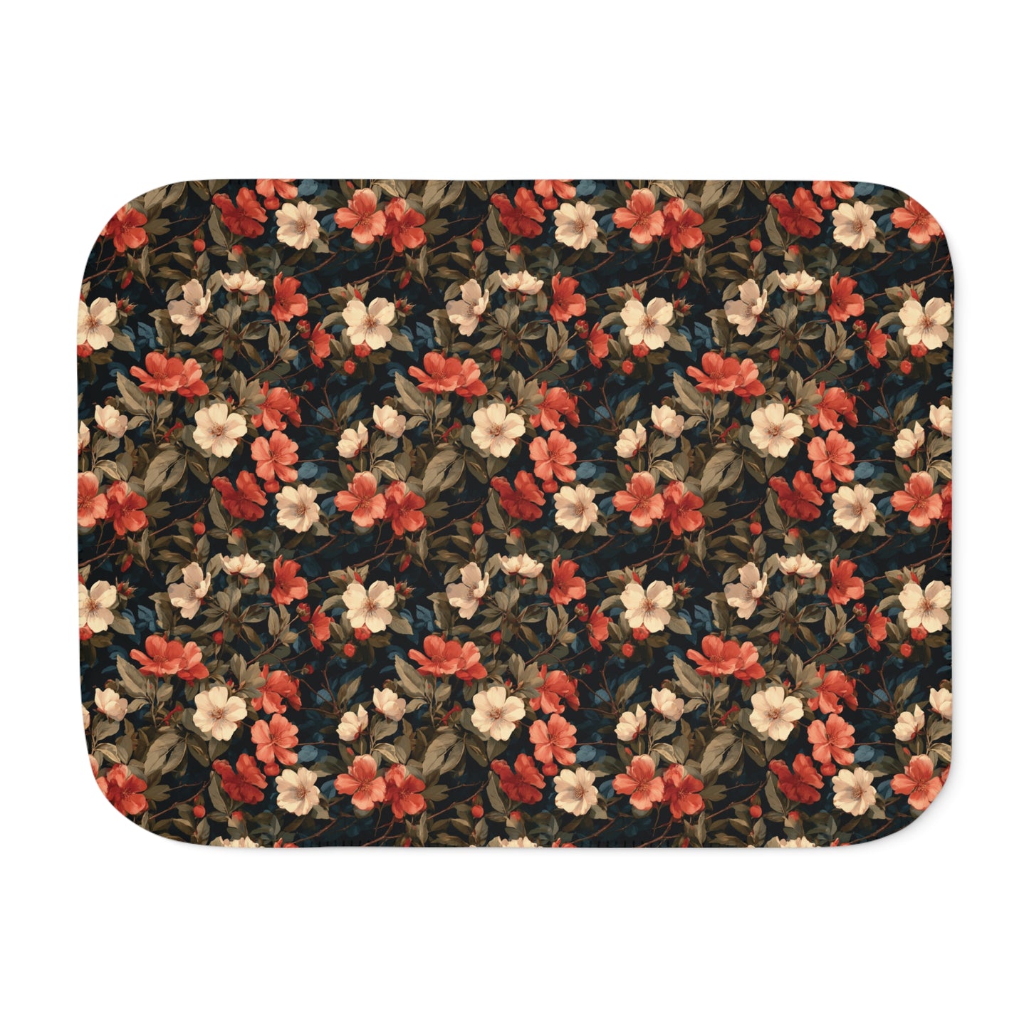 Vintage Floral Sherpa Blanket | Cozy Throw, Rustic Rose Pattern