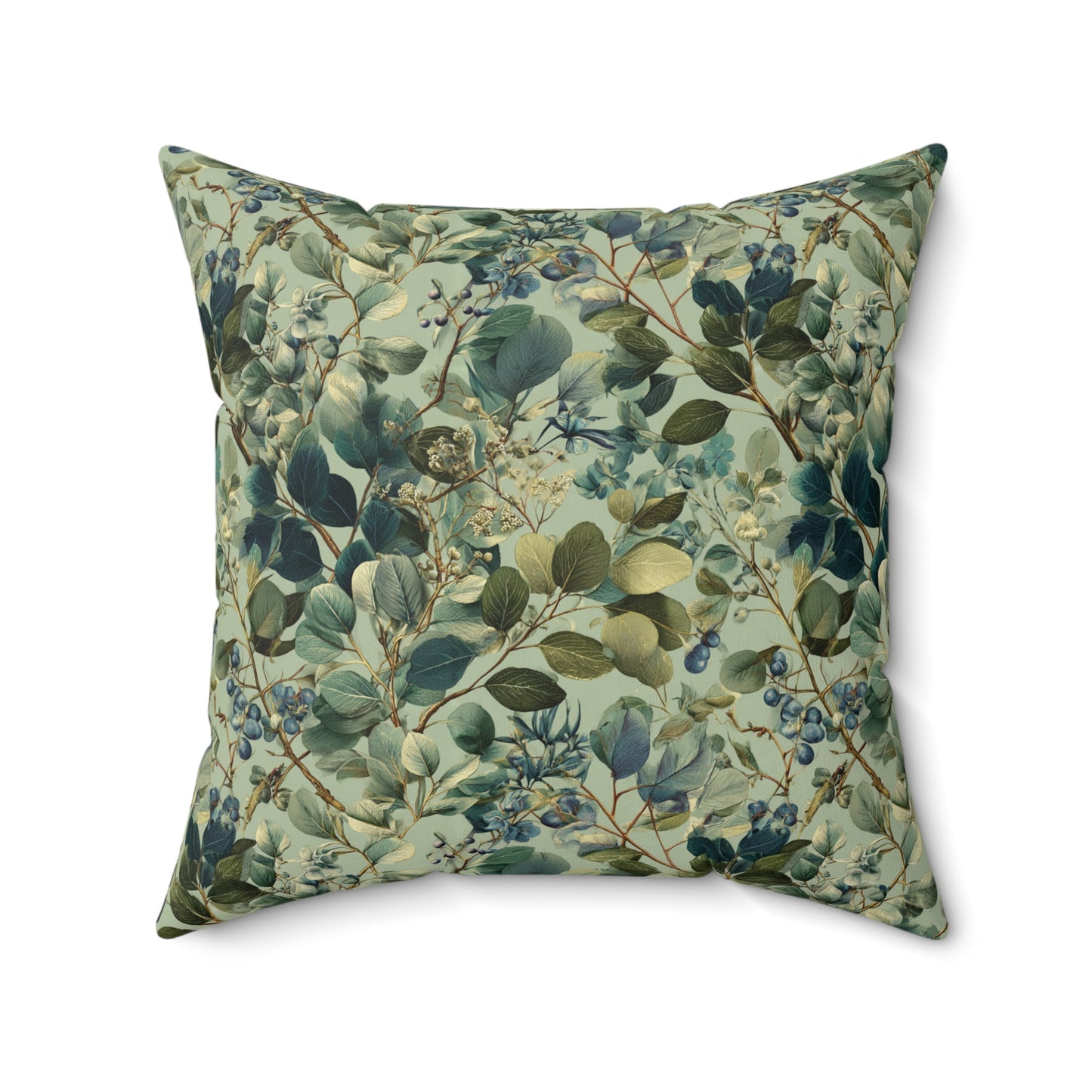 Vintage Botanical Leaves Pillow | Green Floral Throw Pillow