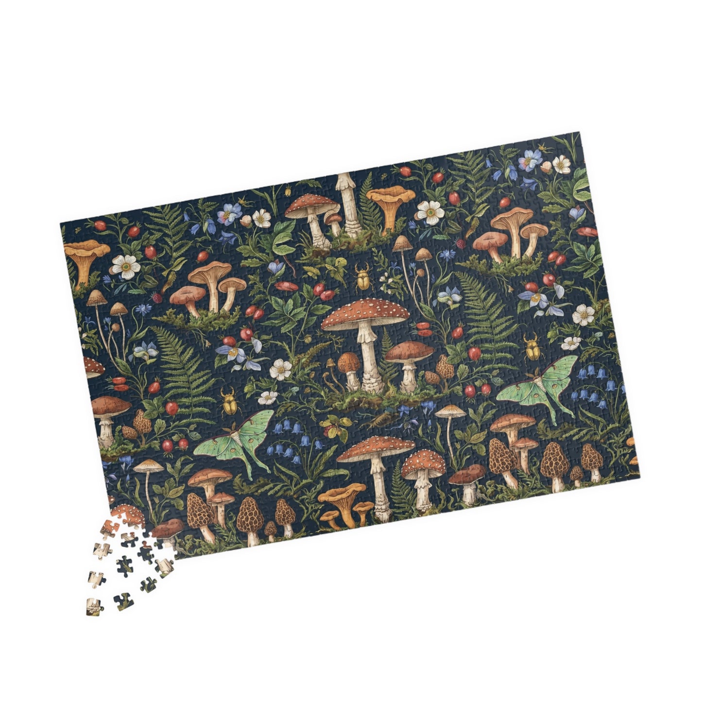Vintage Mushroom Forest Puzzle | Botanical Woodland Jigsaw