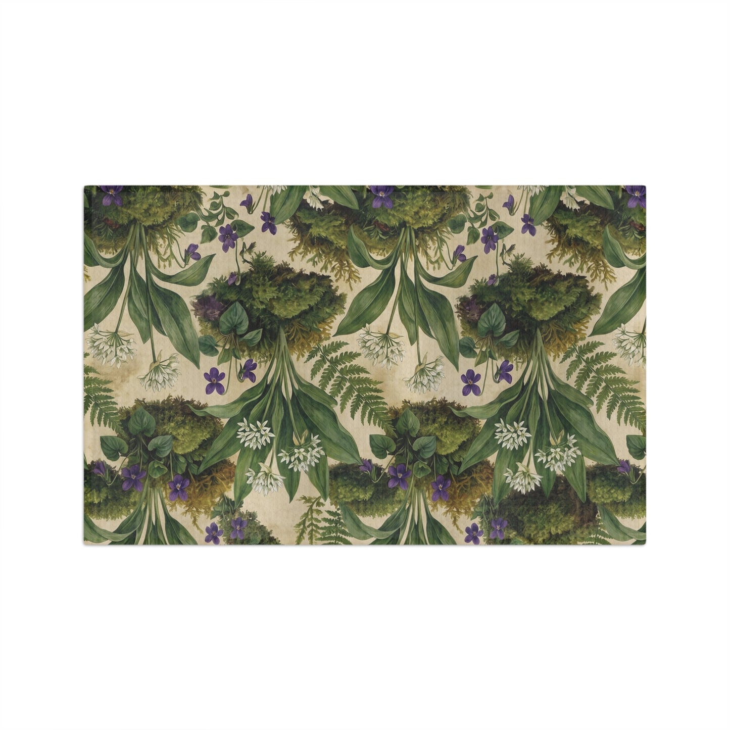 Vintage Fern and Violet Botanical Microfiber Tea Towel | Floral Kitchen Towel