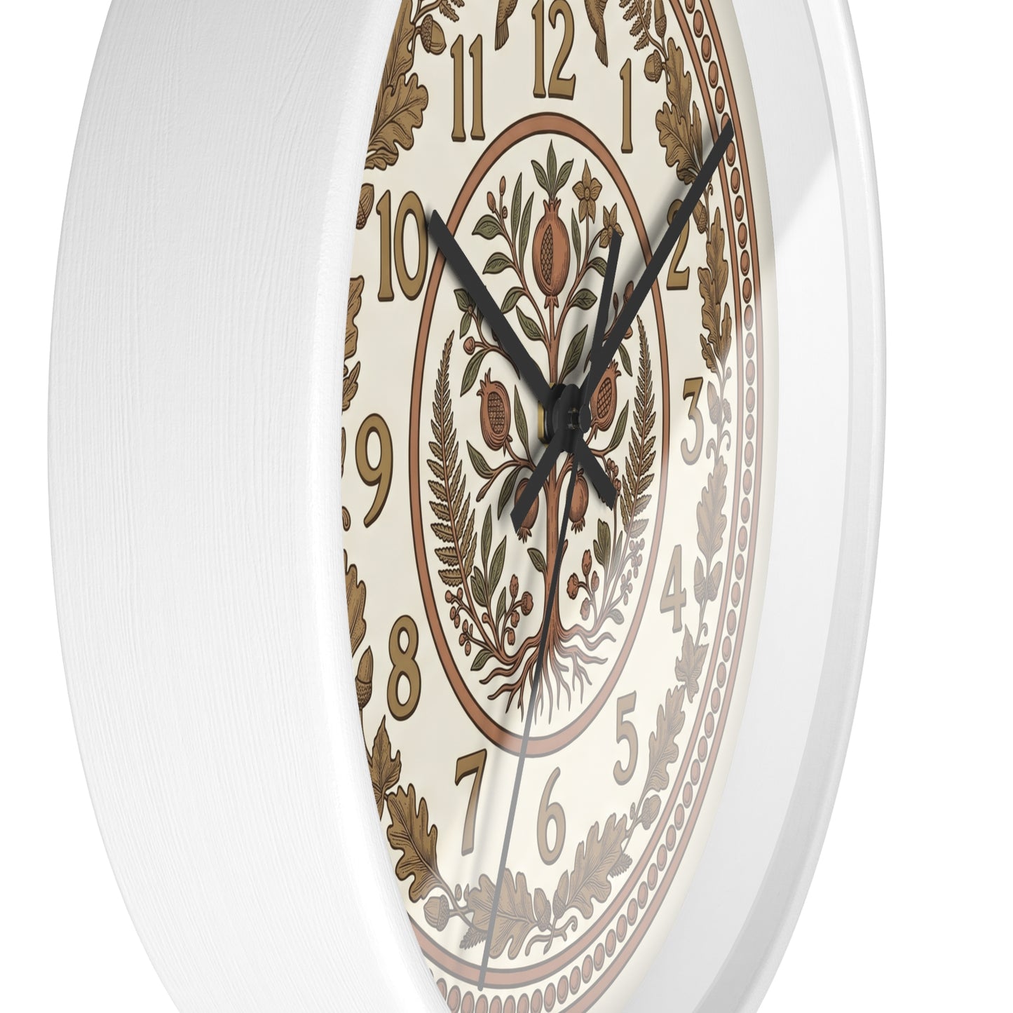 Pomegranate Medallion Wall Clock | Vintage Botanical Folk Art Ornamental