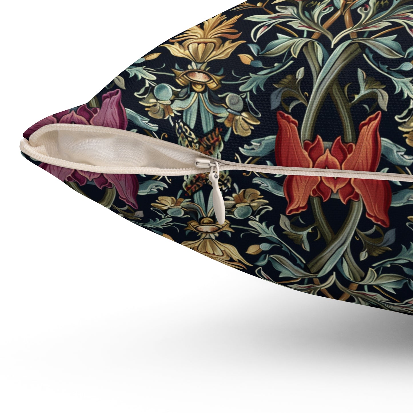 William Morris Style Floral Pattern Pillow | Vintage Botanical Throw Pillow