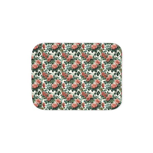 Vintage Rose Floral Sherpa Blanket | Cozy Floral Throw, Cottagecore Bedding