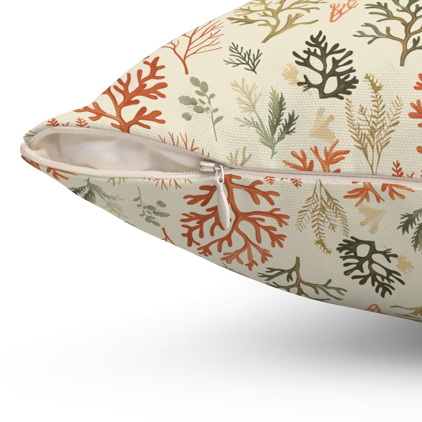 Coral Reef Pattern Pillow | Square Throw Pillow, Coastal Home Decor