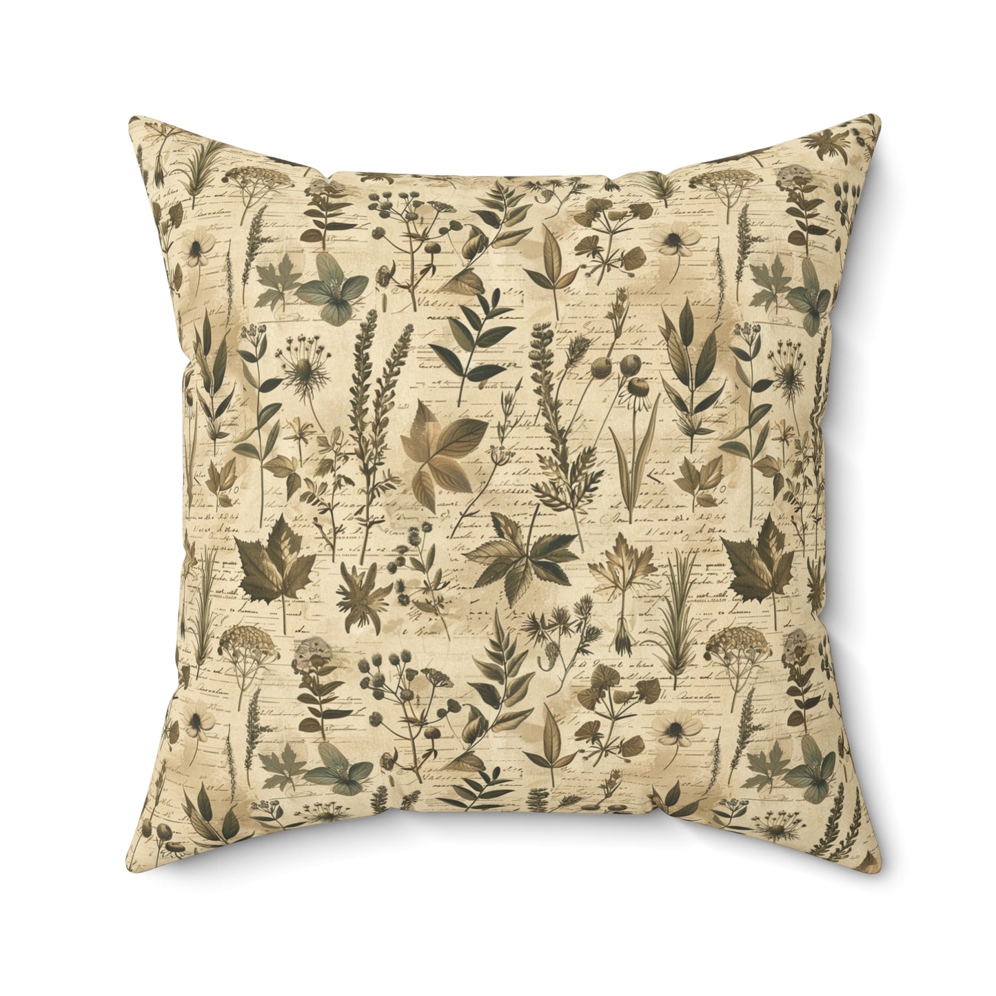 Vintage Botanical Pattern Pillow | Neutral Floral Accent Pillow
