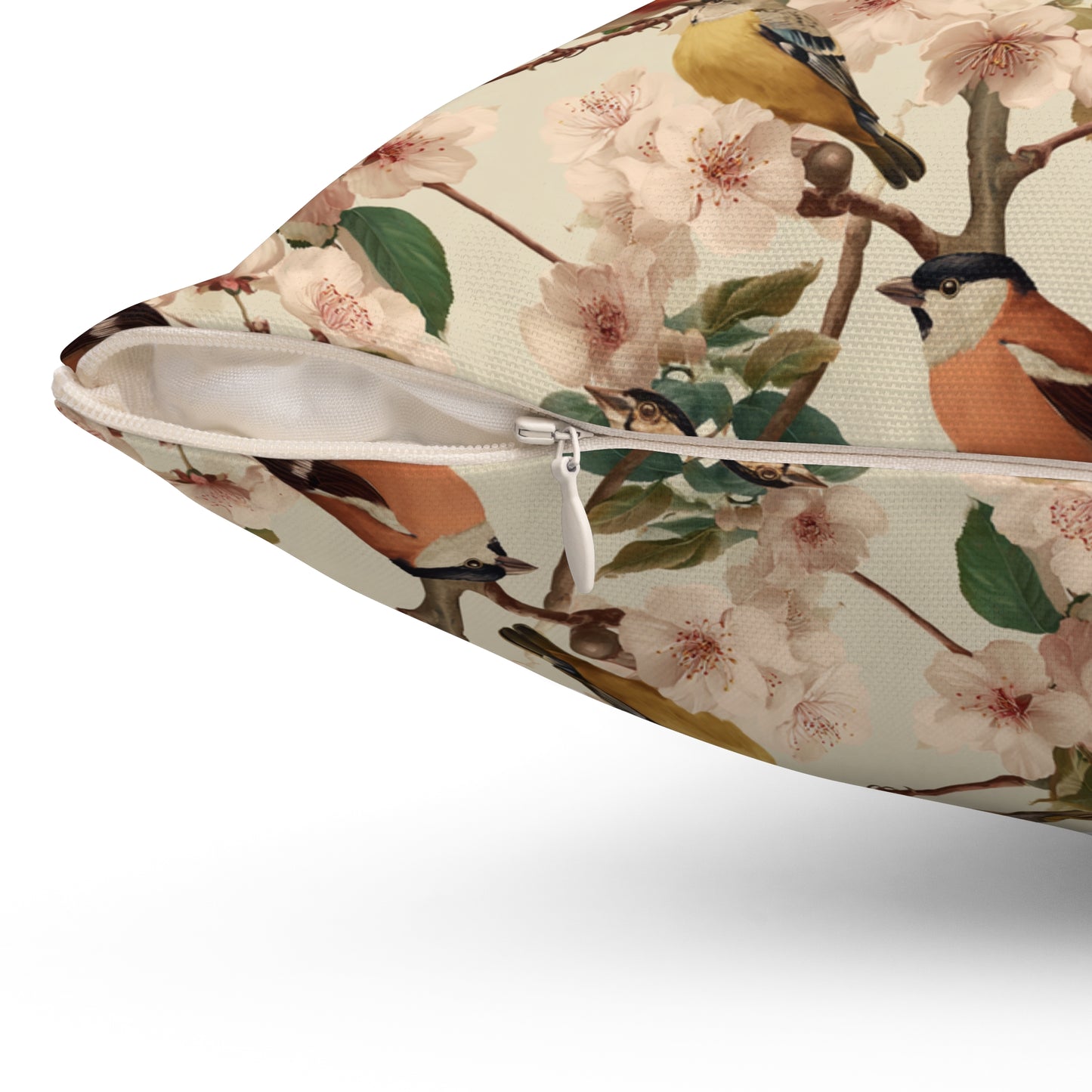 Vintage Bird Floral Pillow | Throw Pillow, Botanical Songbirds Pattern