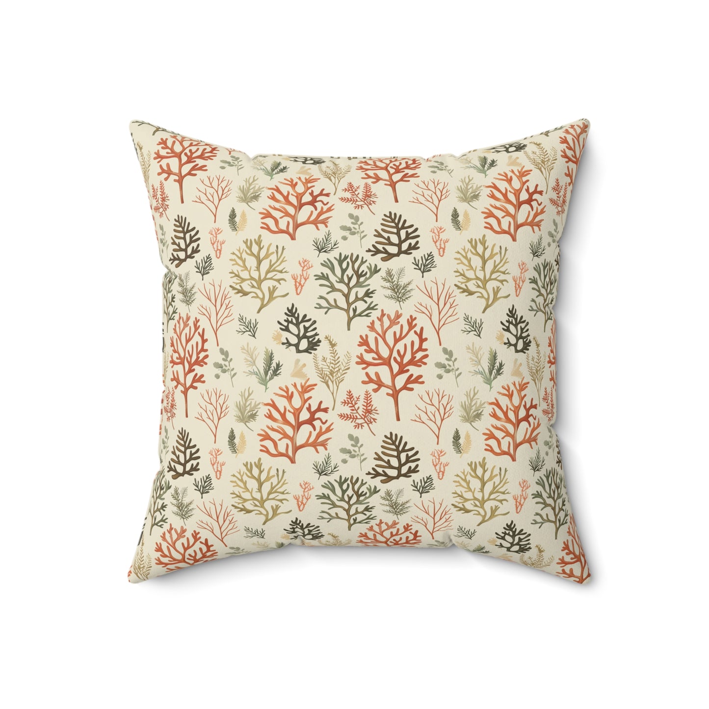 Coral Reef Pattern Pillow | Square Throw Pillow, Coastal Home Decor