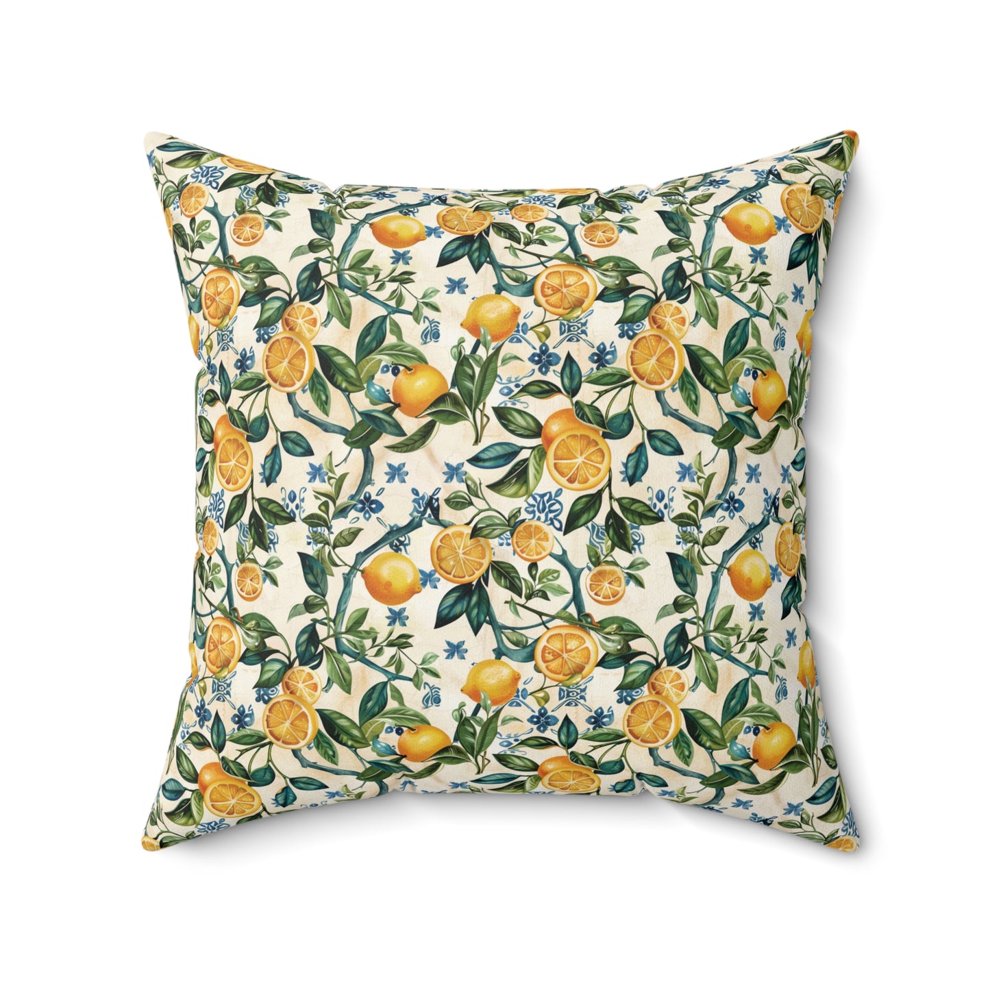 Lemon Branches Pillow | Citrus Floral Square Pillow, Botanical Home Decor