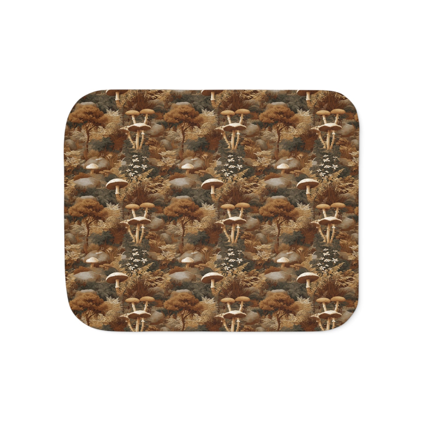 Autumn Mushroom Forest Sherpa Blanket | Cozy Fall Fungi Pattern