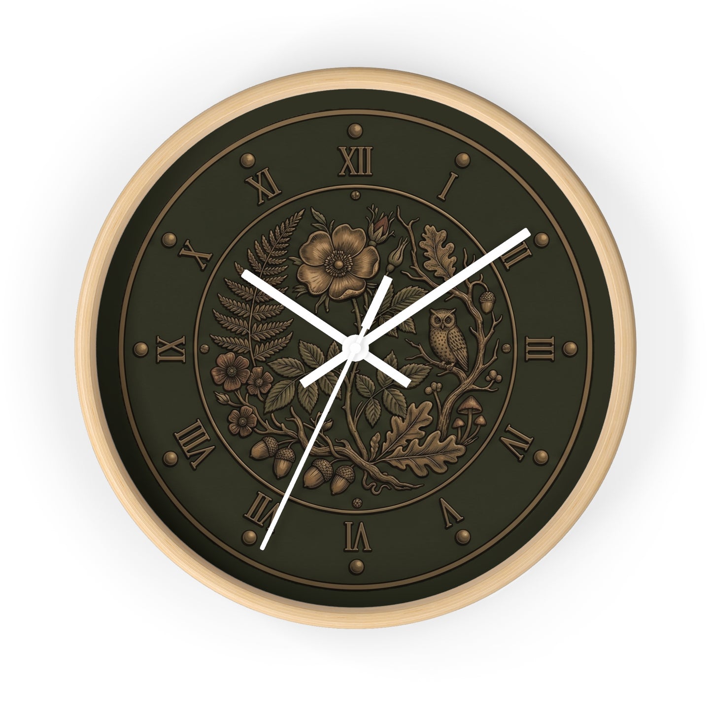 Vintage Floral Clock Wall Clock | Roman Numerals, Botanical Bird Design