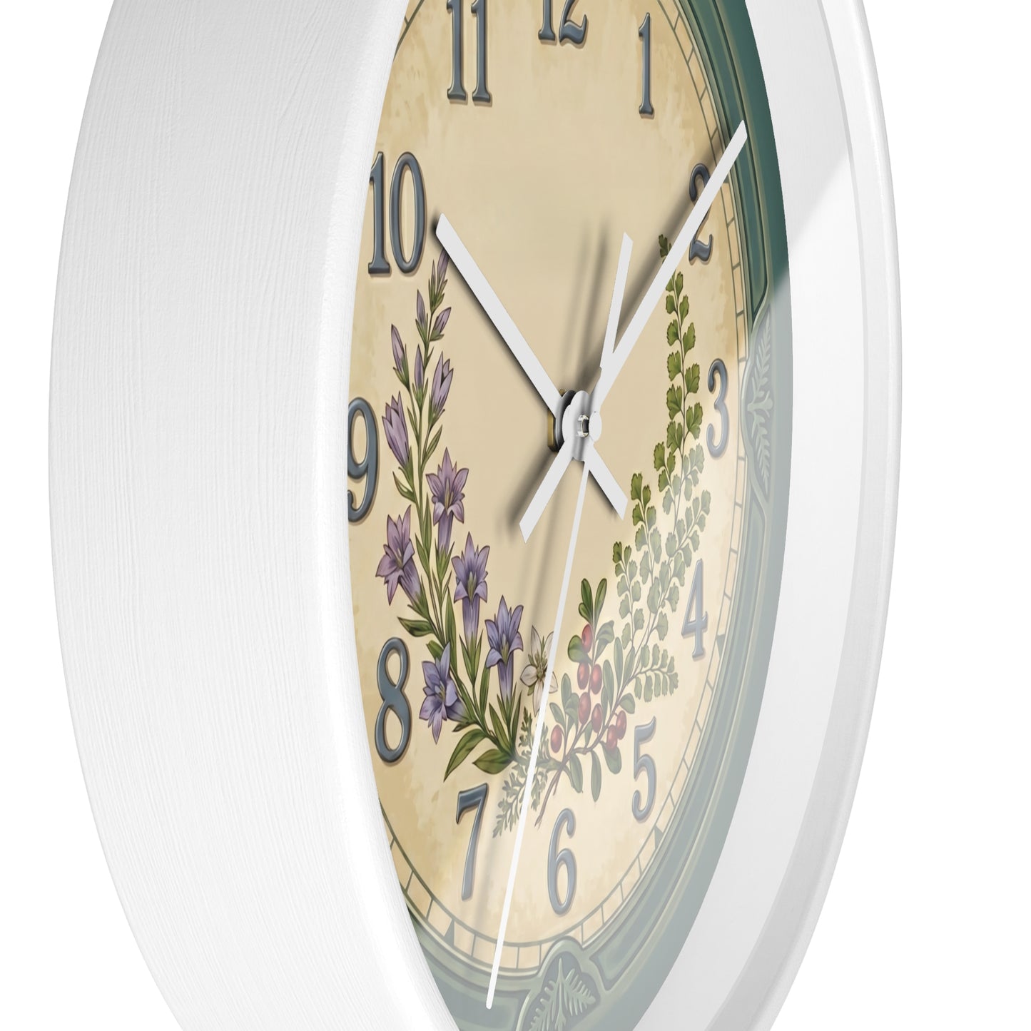 Coastal Turquoise Botanical Wall Clock | Lavender, Fern & Berries Clock