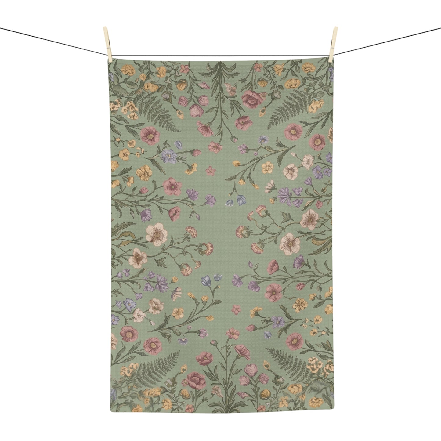 Vintage Wildflower Pattern Microfiber Tea Towel | Botanical Floral Kitchen Linen