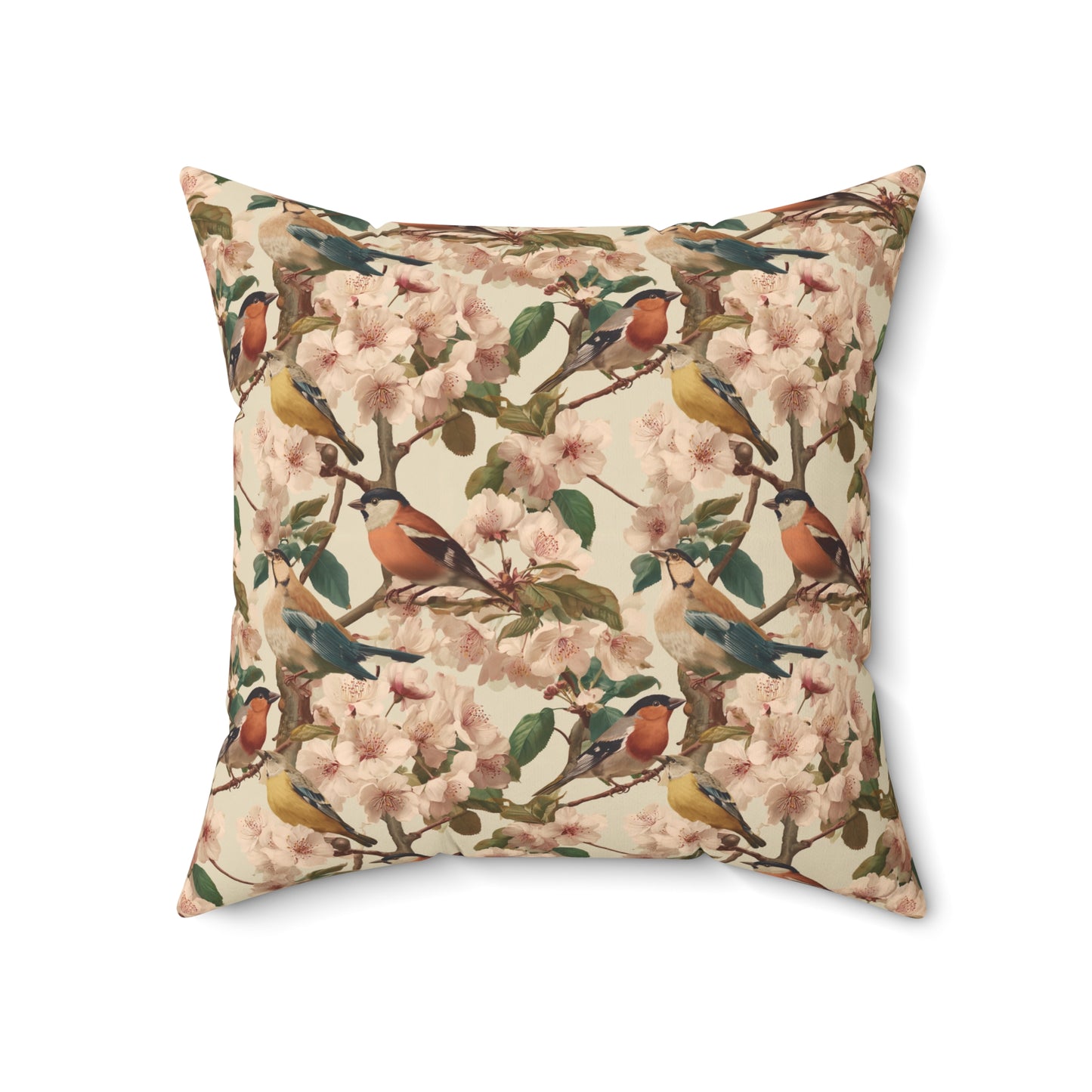 Vintage Bird Floral Pillow | Throw Pillow, Botanical Songbirds Pattern