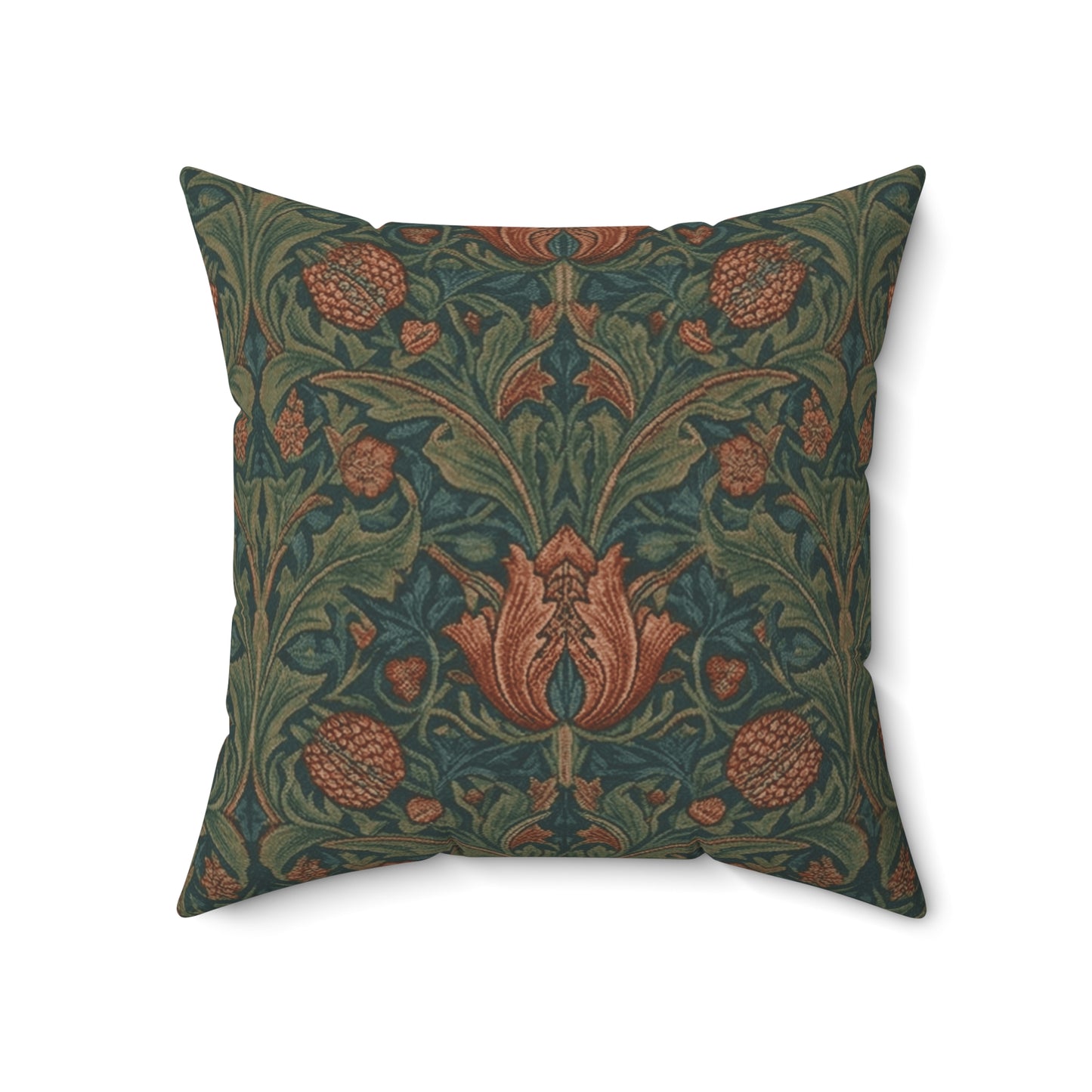 William Morris Style Floral Pattern Pillow | Botanical Throw Pillow