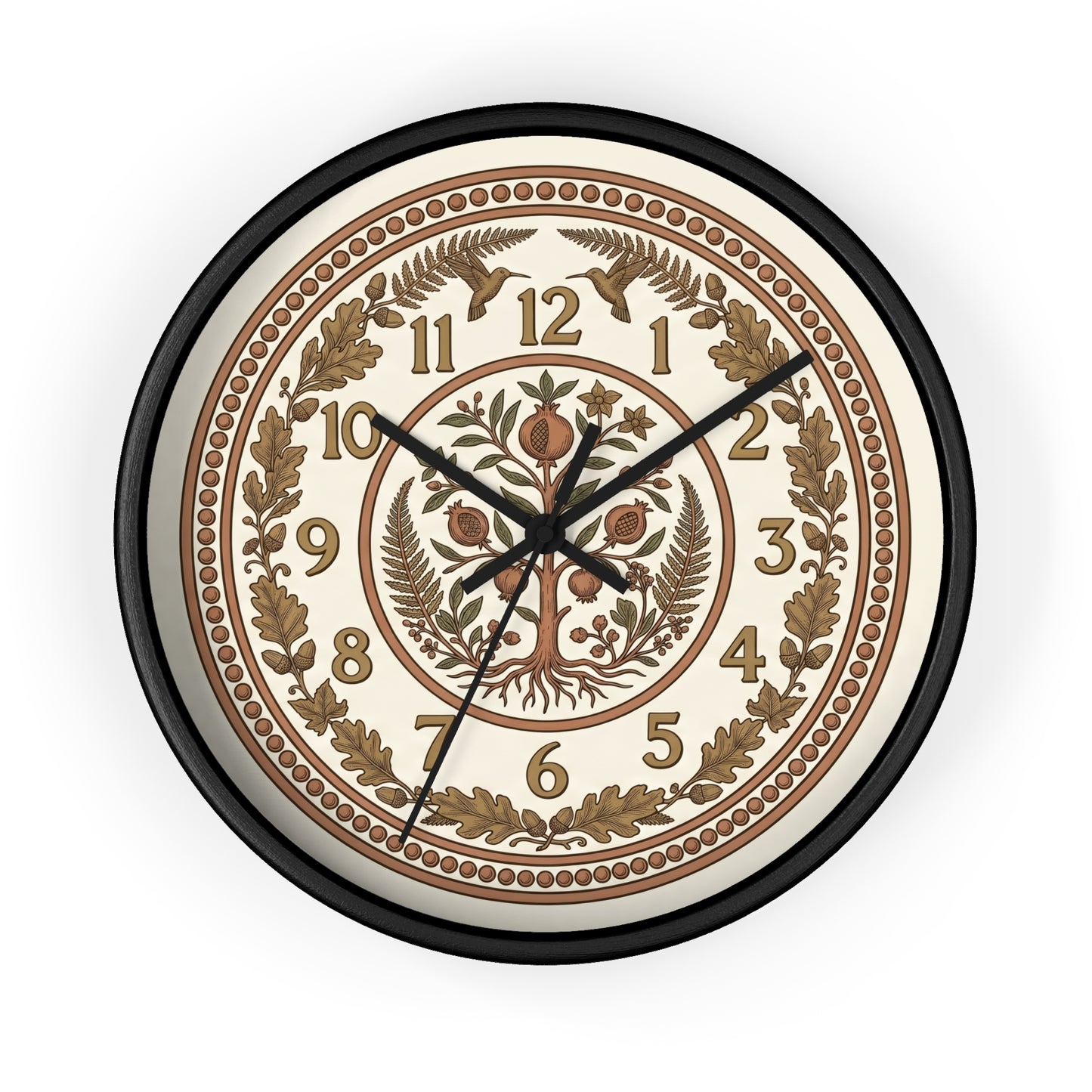 Pomegranate Medallion Wall Clock | Vintage Botanical Folk Art Ornamental