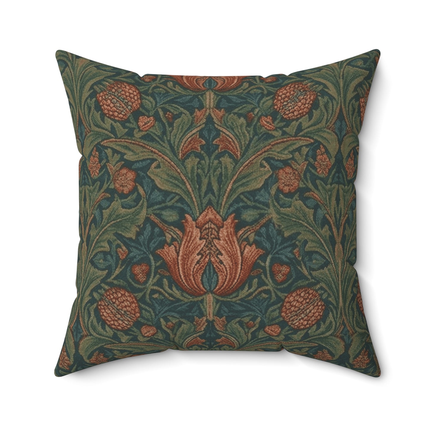 William Morris Style Floral Pattern Pillow | Botanical Throw Pillow