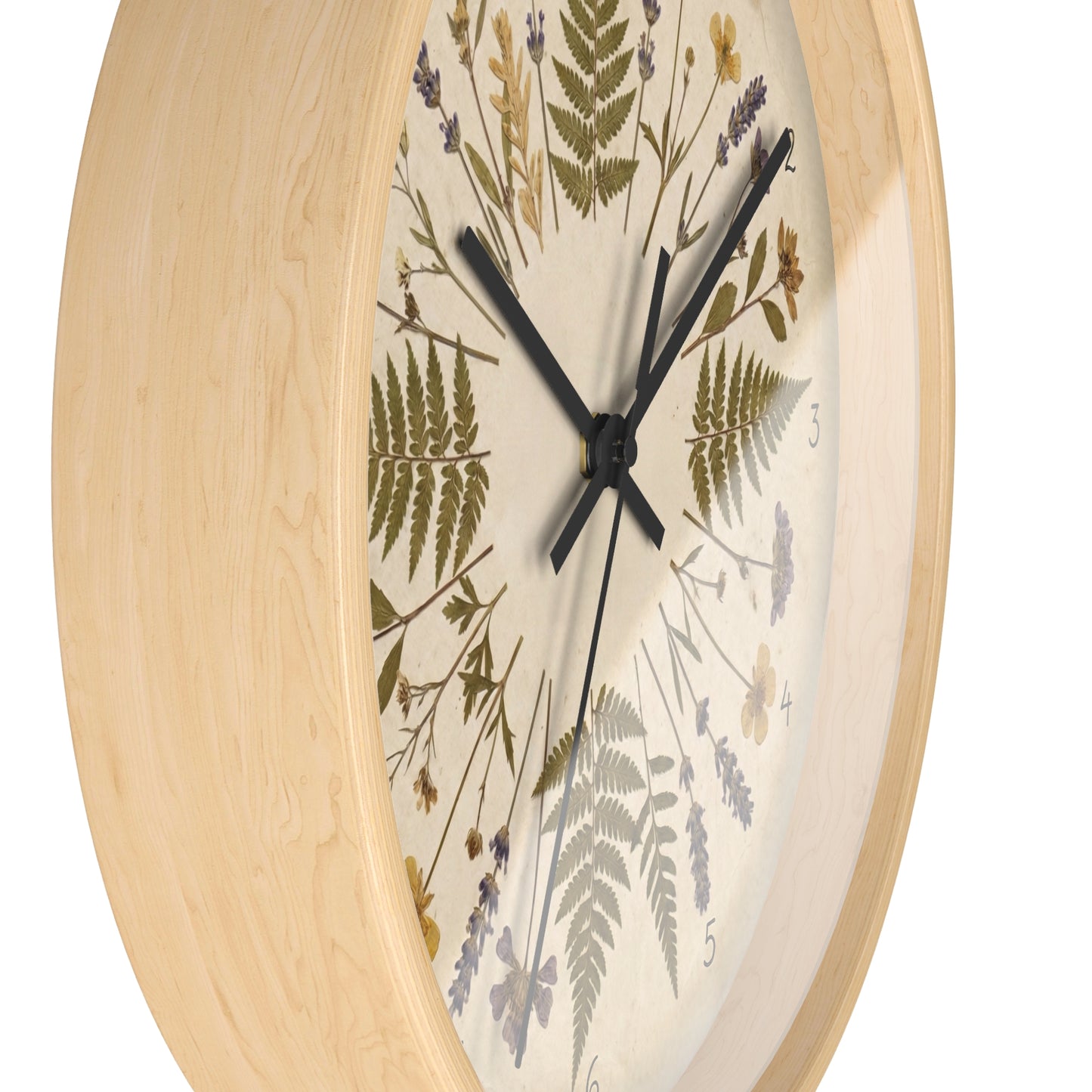 Pressed Fern and Wildflower Wall Clock | Botanical Floral Home Decor