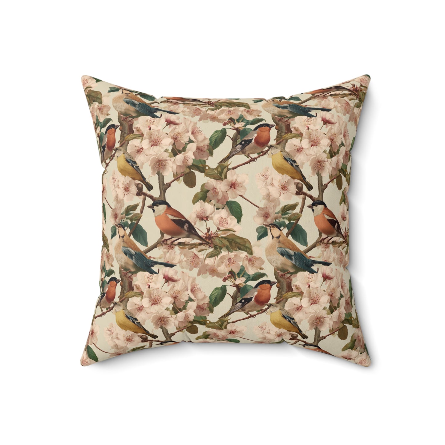 Vintage Bird Floral Pillow | Throw Pillow, Botanical Songbirds Pattern