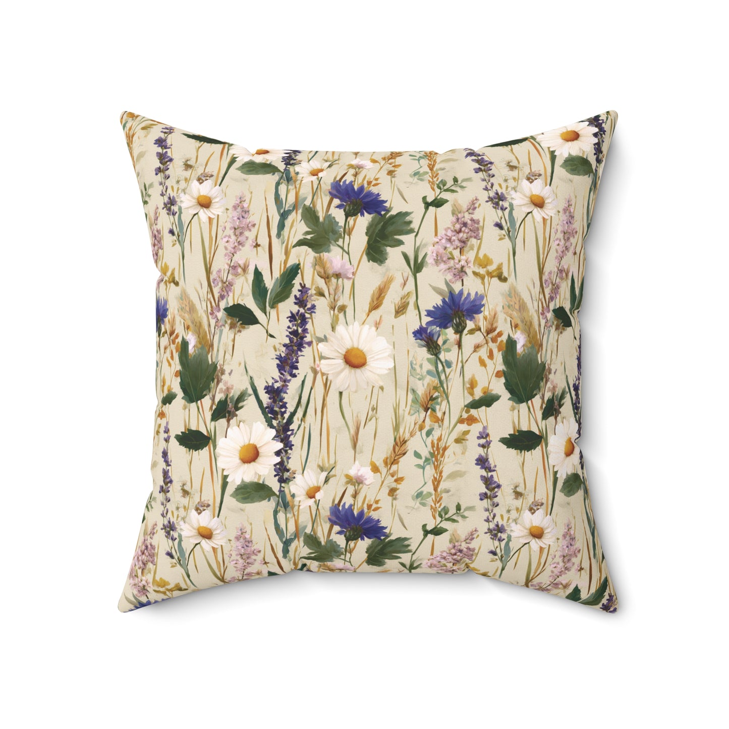 Wildflower Meadow Pillow | Daisies & Lavender Square Pillow